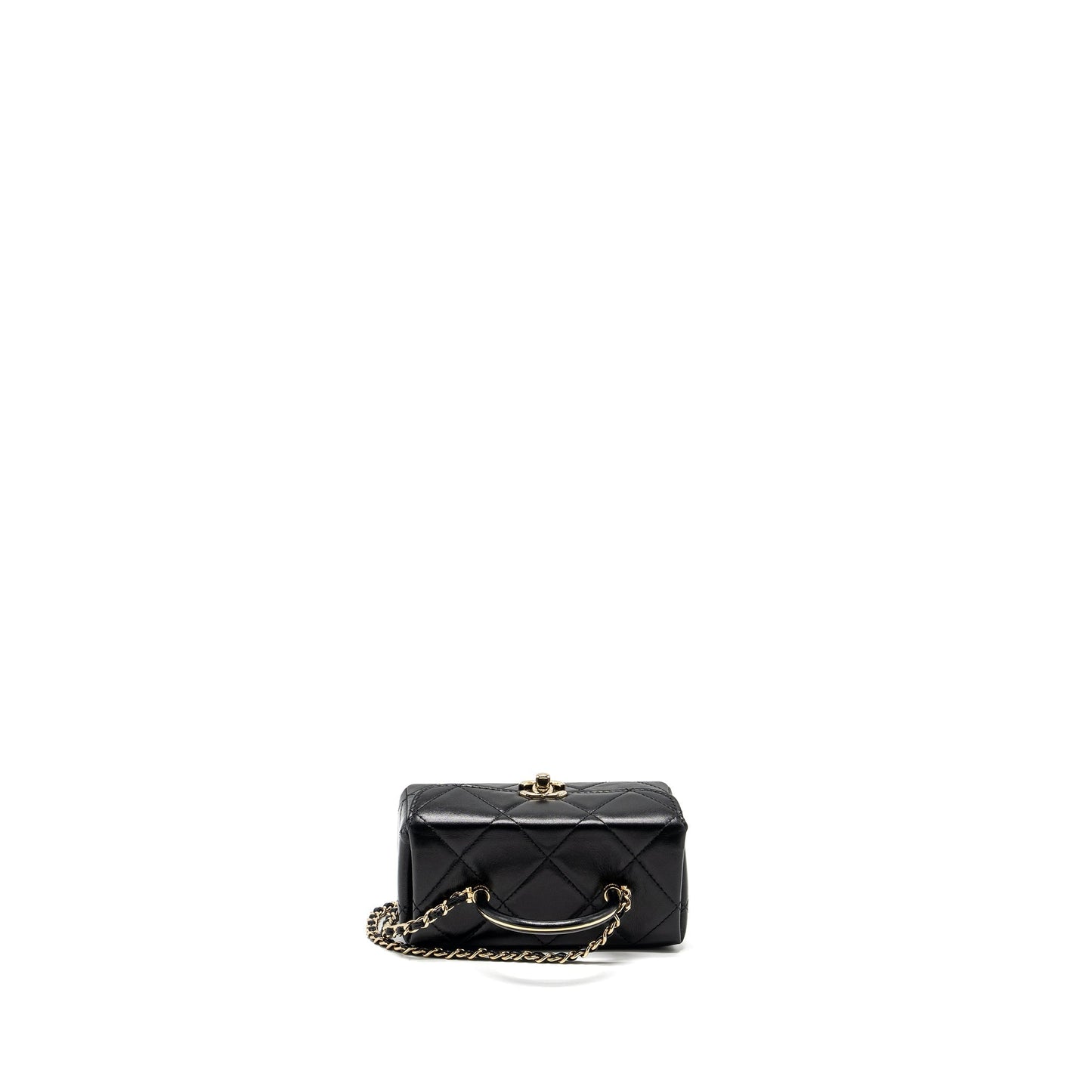 Chanel 23k top handle vanity bag shiny calfskin black  (microchip)