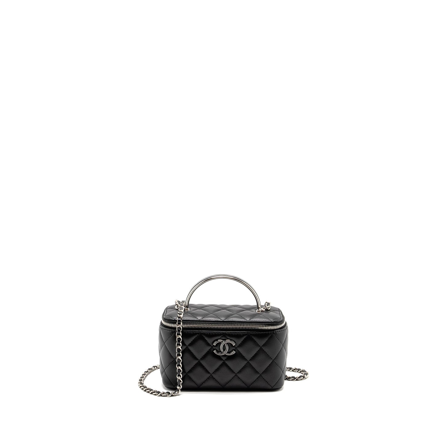 Chanel Top Handle Long Vanity Case Lambskin BLACK  (Microchip)