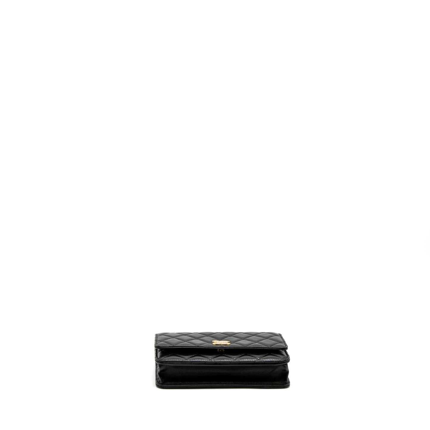 Chanel Detail Top Handle Wallet On Chain Lambskin Black Brushed  (Microchip)