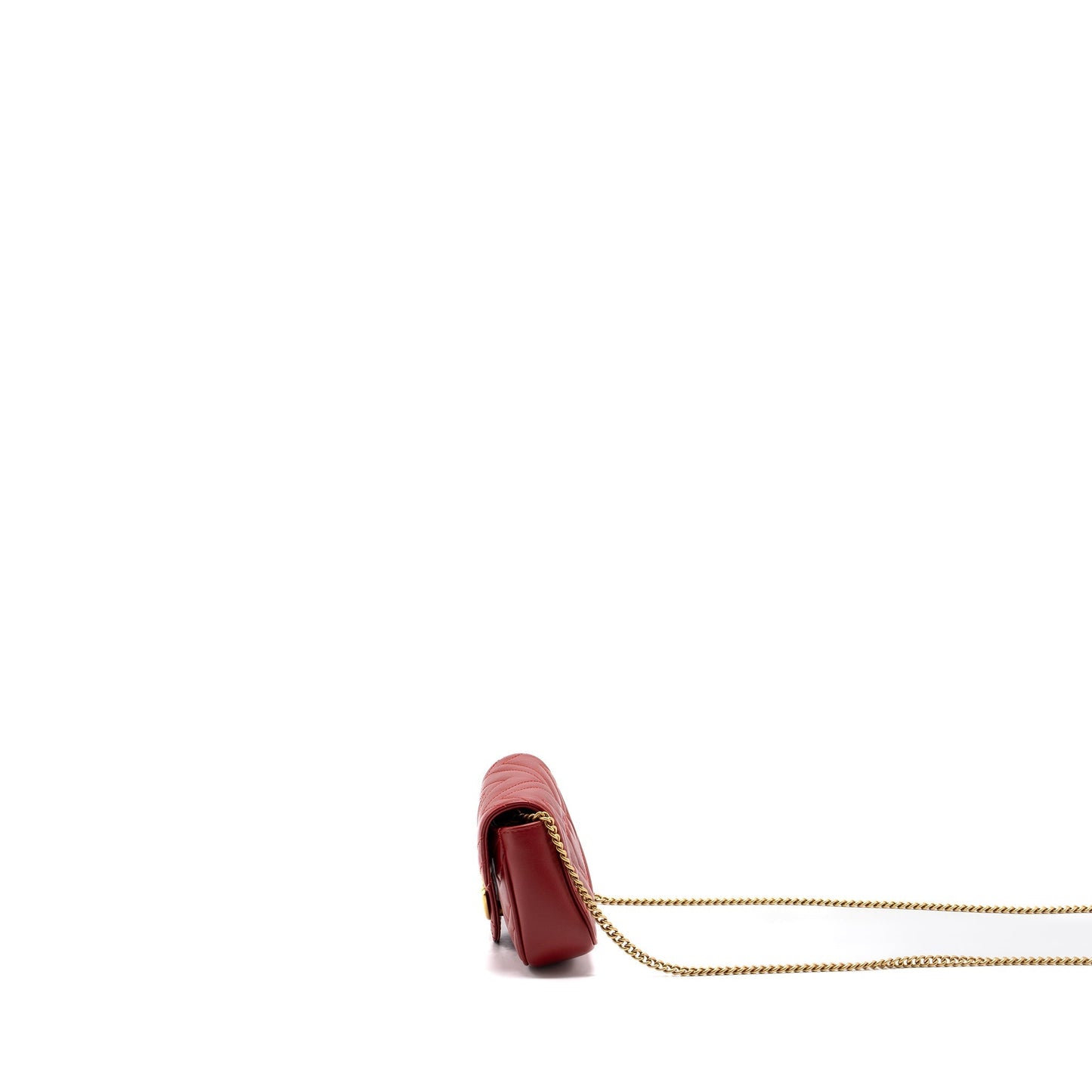 Gucci Marmont super mini matelass? chevron Calfskin red