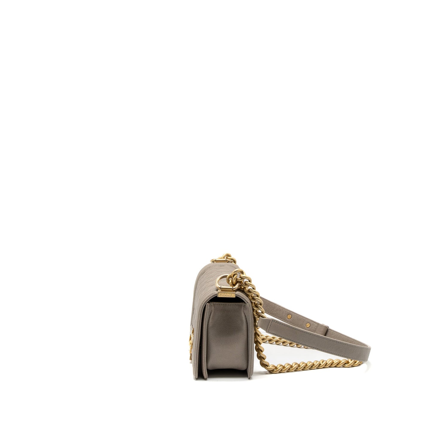 Chanel Small Boy Bag Caviar Light Grey