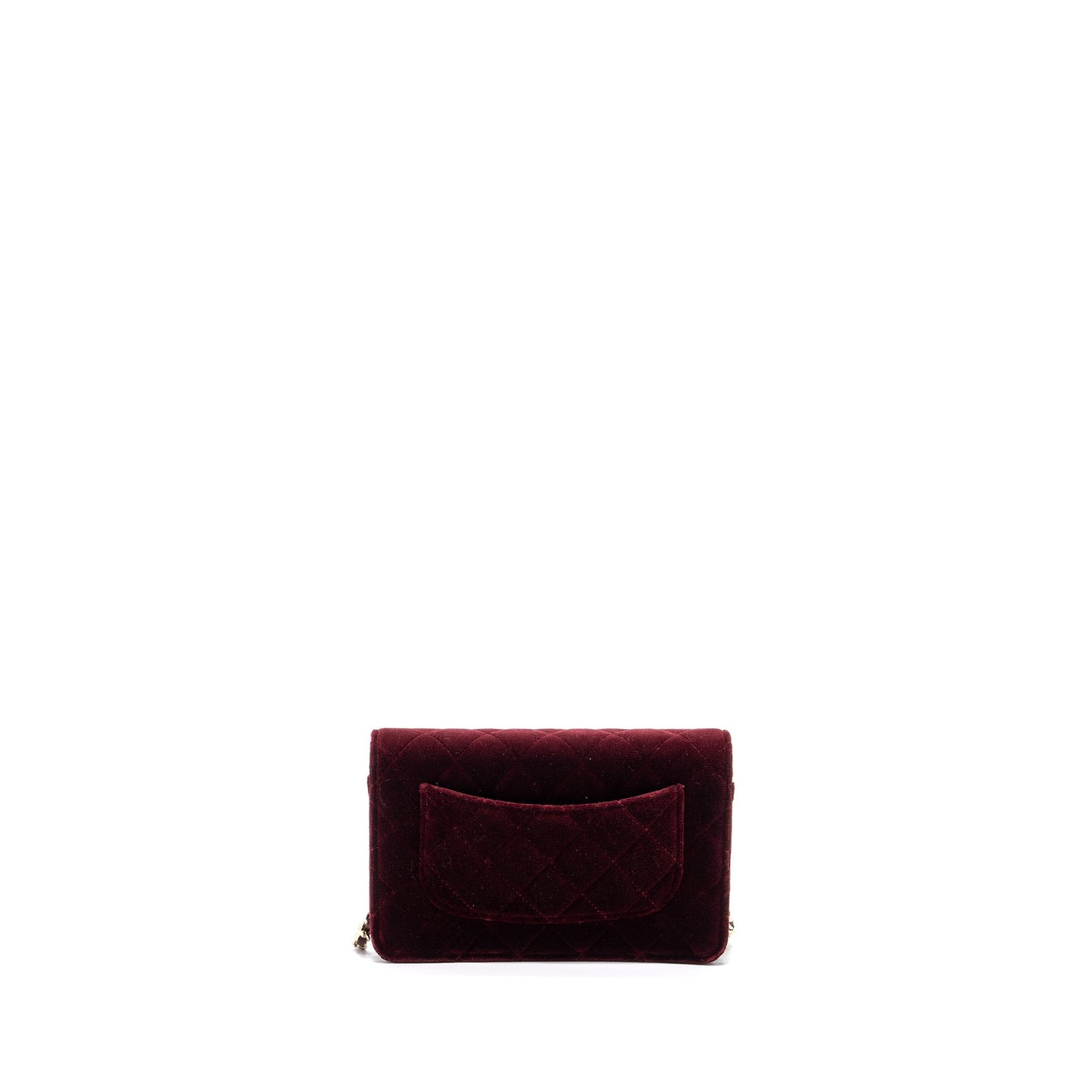 Chanel Crystal Pearl Crush Wallet On Chain Velvet Burgundy L