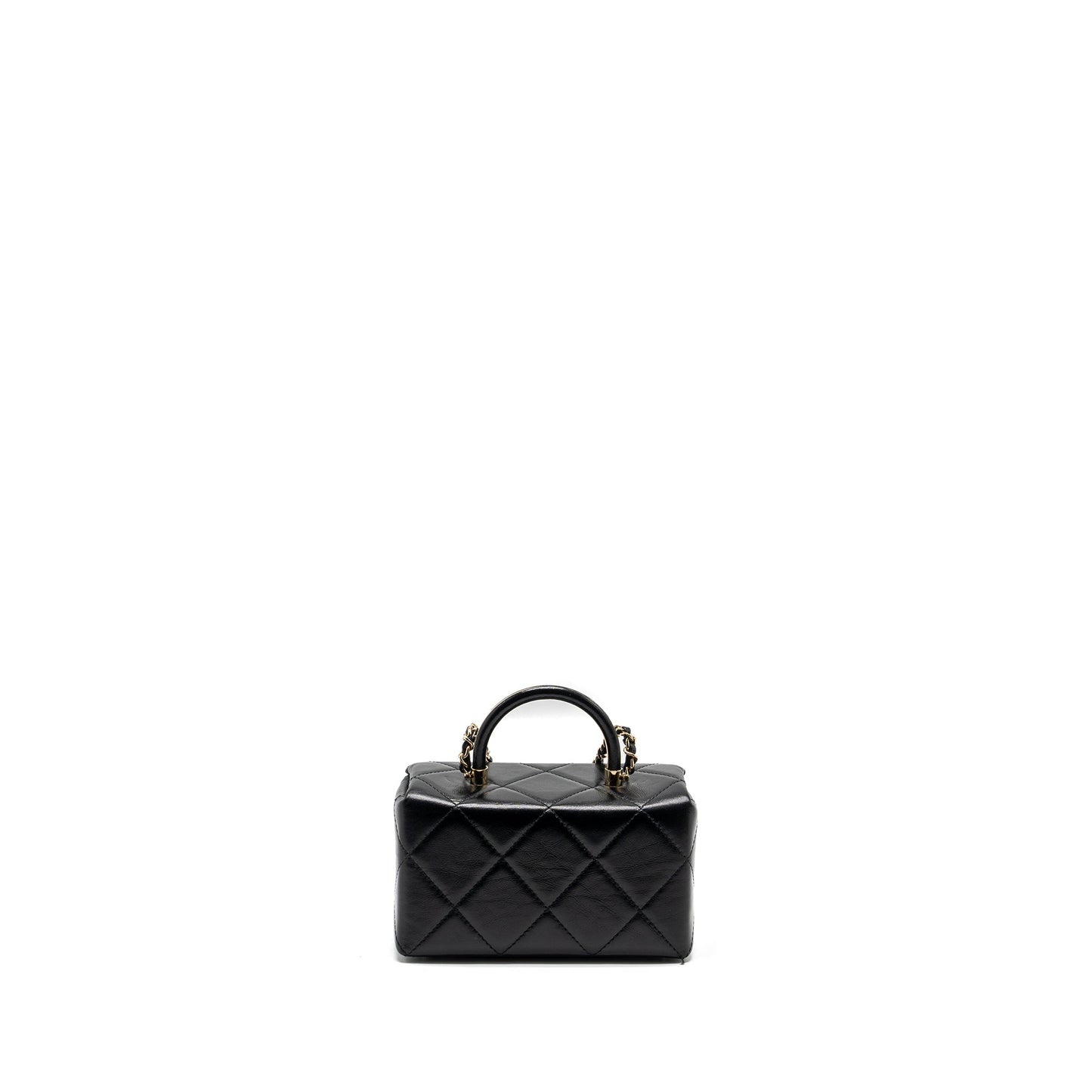 Chanel 23k top handle vanity bag shiny calfskin black  (microchip)