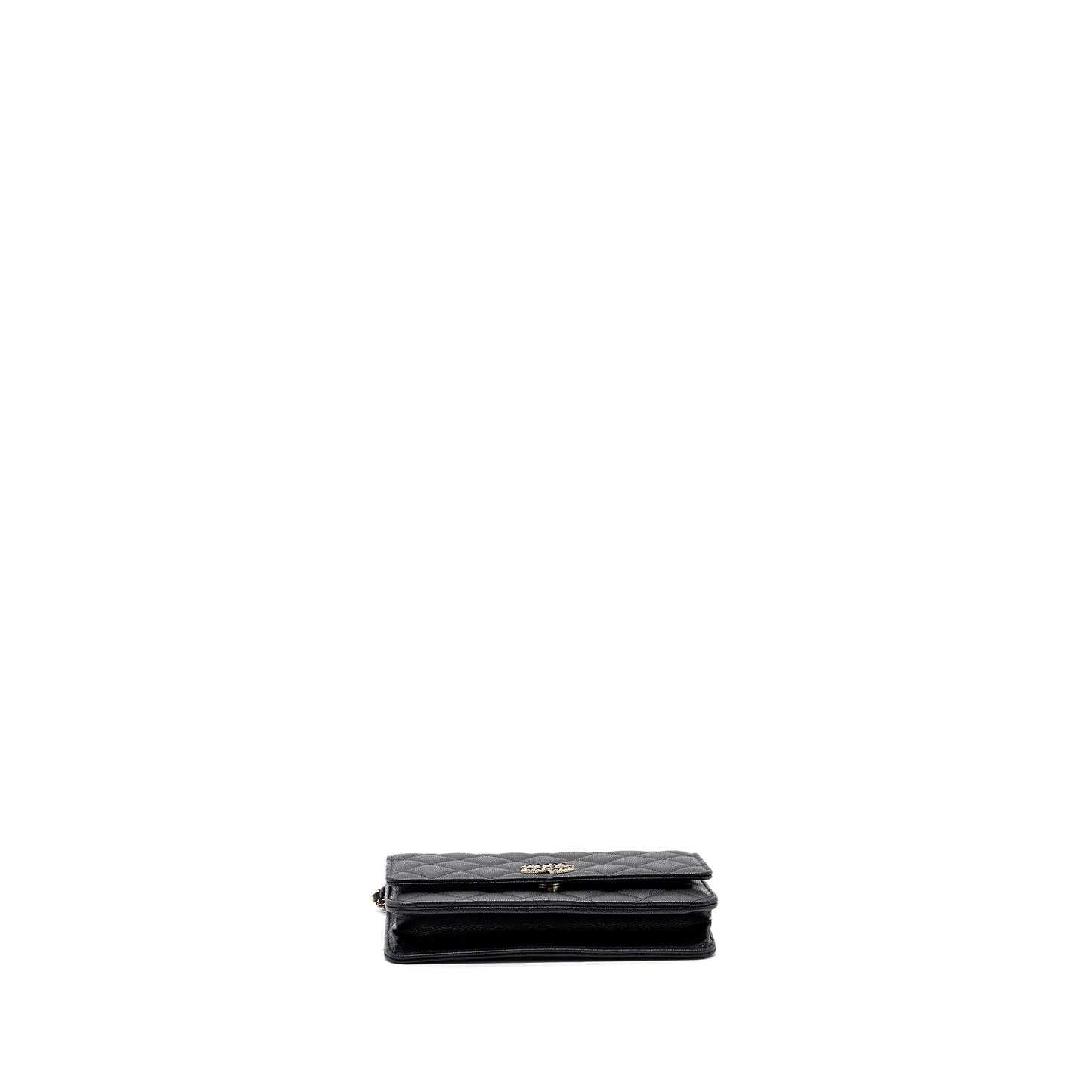 Chanel Detailed Logo Wallet On Chain Black Caviar L (microchip)