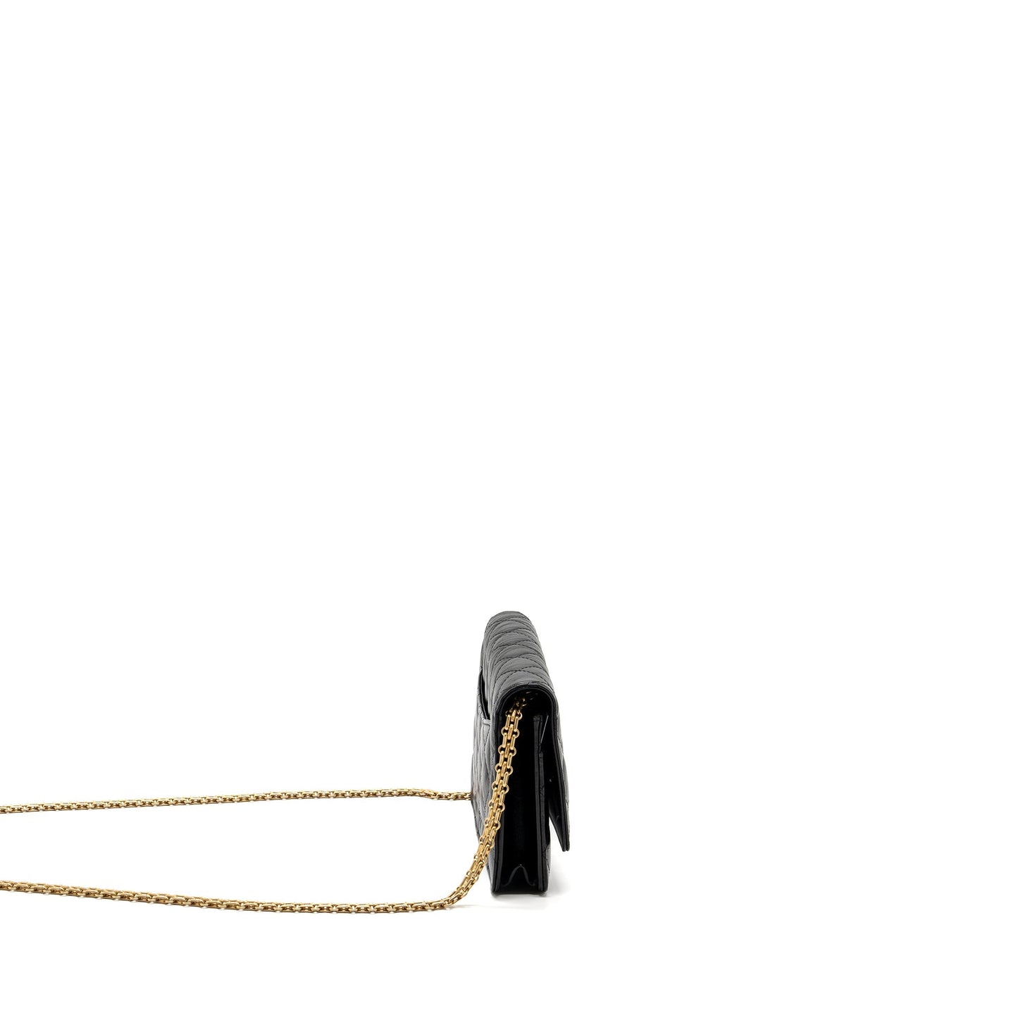 Chanel 2.55 Wallet on Chain Aged Calfskin Black Brushed  (Microchip)