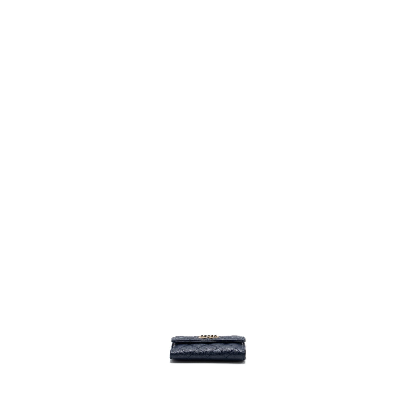 Chanel detailed giant logo Card holder caviar dark blue L