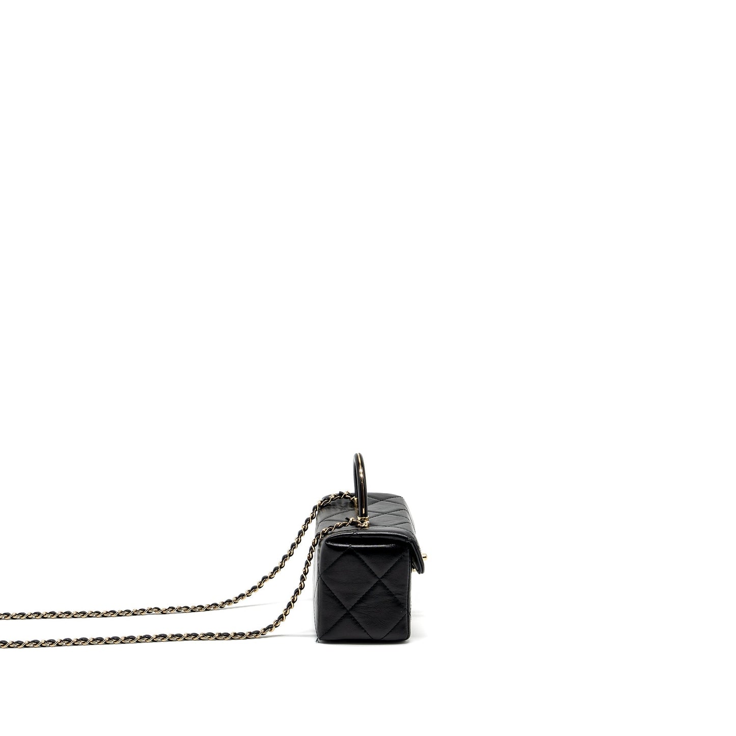 Chanel 23k top handle vanity bag shiny calfskin black  (microchip)