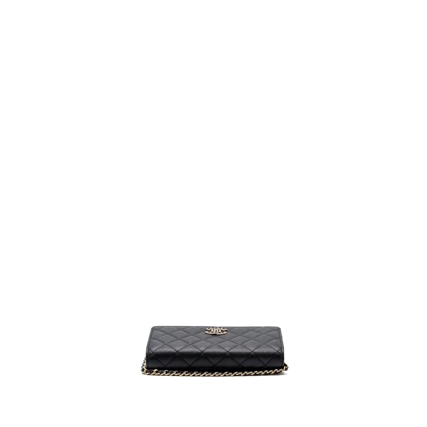 Chanel Detailed Logo Wallet On Chain Black Caviar L (microchip)