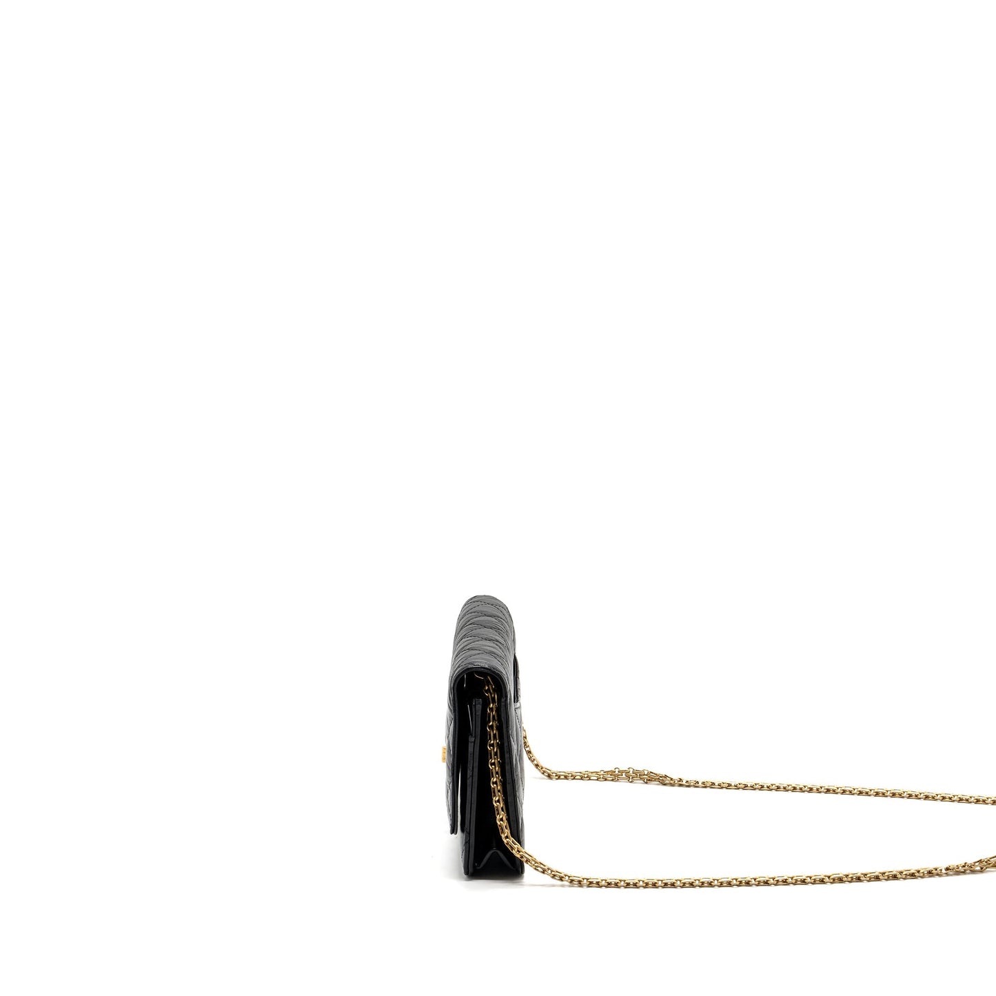 Chanel 2.55 Wallet on Chain Aged Calfskin Black Brushed  (Microchip)