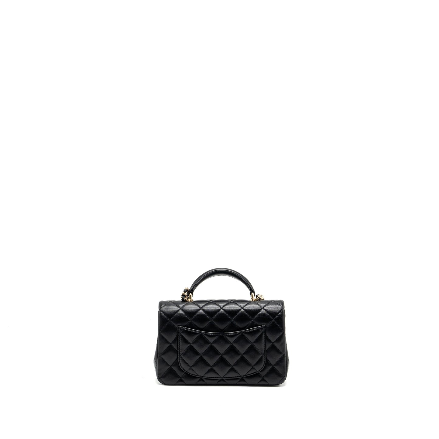 Chanel Top Handle Mini Rectangular Lambskin Black L(Microchip)