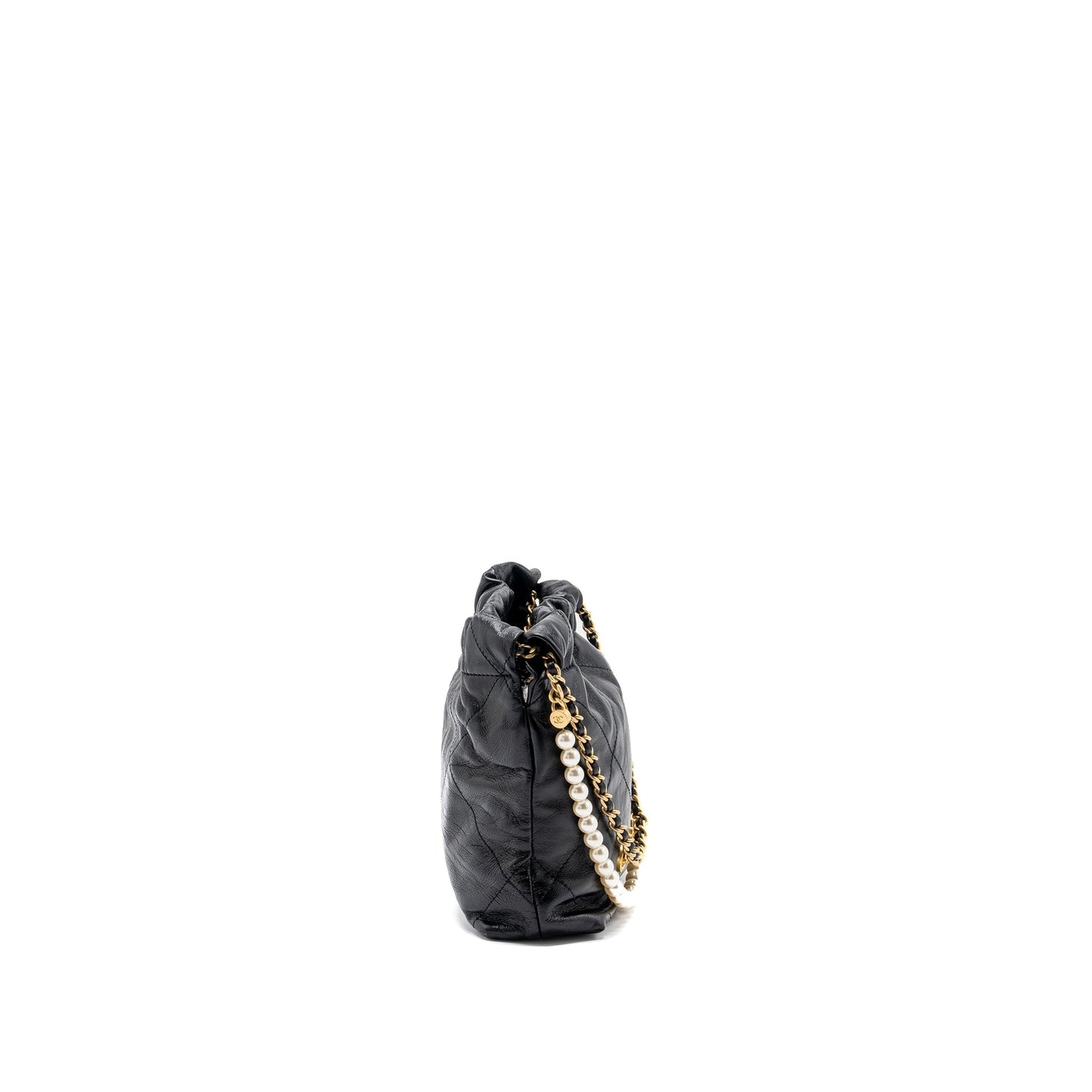 Chanel 23s Mini 22 Bag With Pearl Shiny Calfskin  (Microchip)