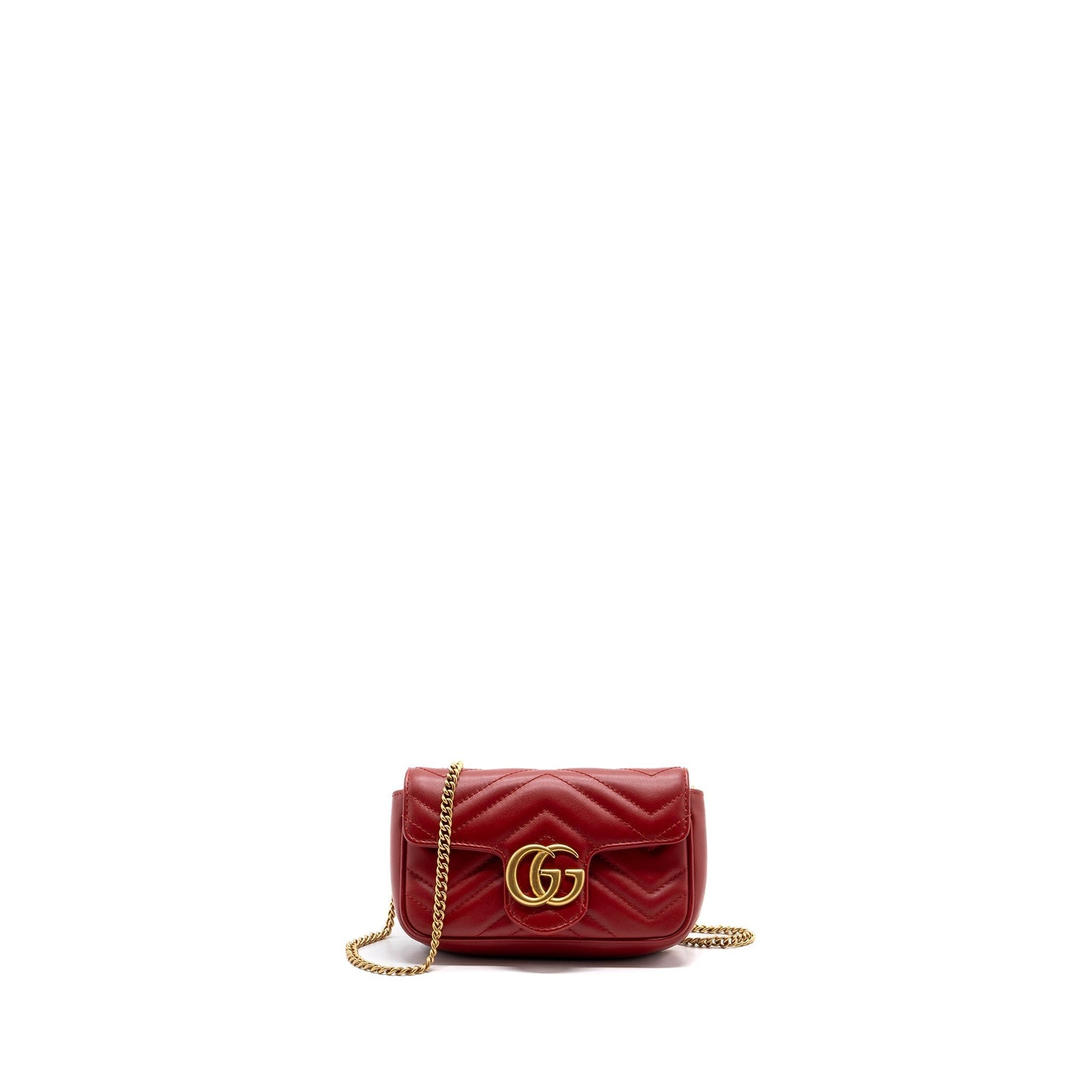 Gucci Marmont super mini matelass? chevron Calfskin red