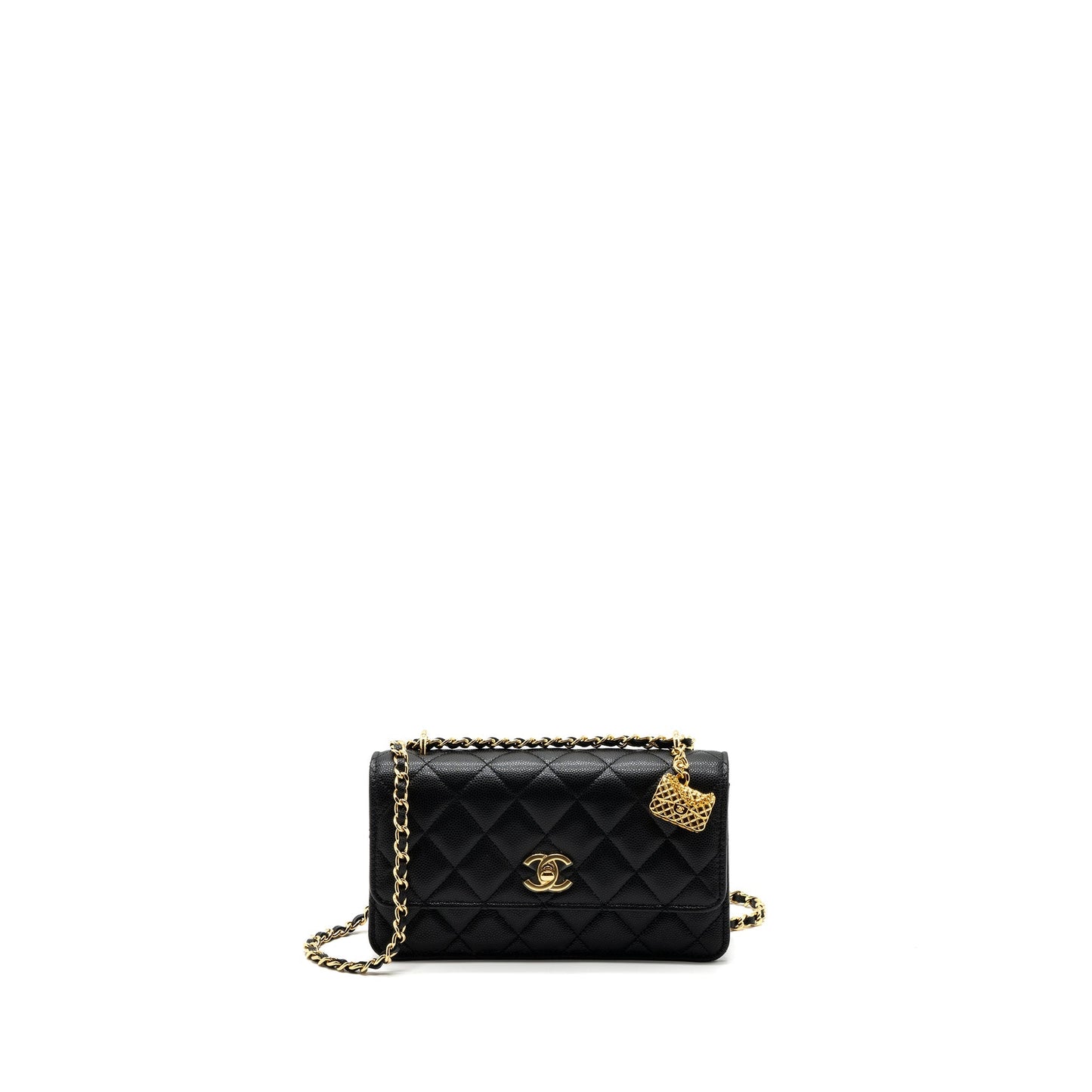 Chanel 23s Wallet On Chain with bag Charm Caviar Black (Microchip)
