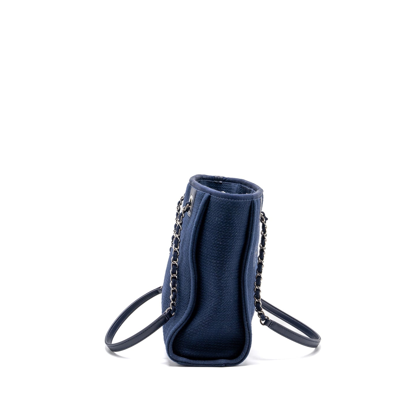 CHANEL SMALL DEAUVILLE TOTE BAG CANVAS NAVY  (Microchip)