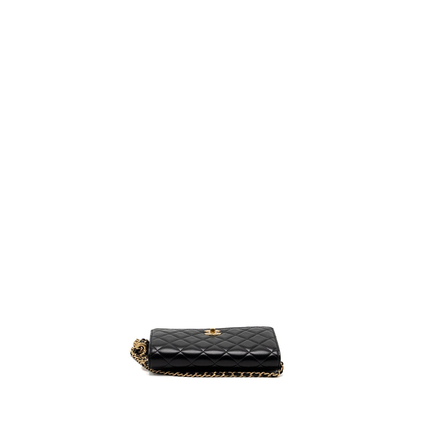 Chanel 22S Pearl Crush Wallet on Chain Lambskin Black Brushed  (Microchip)