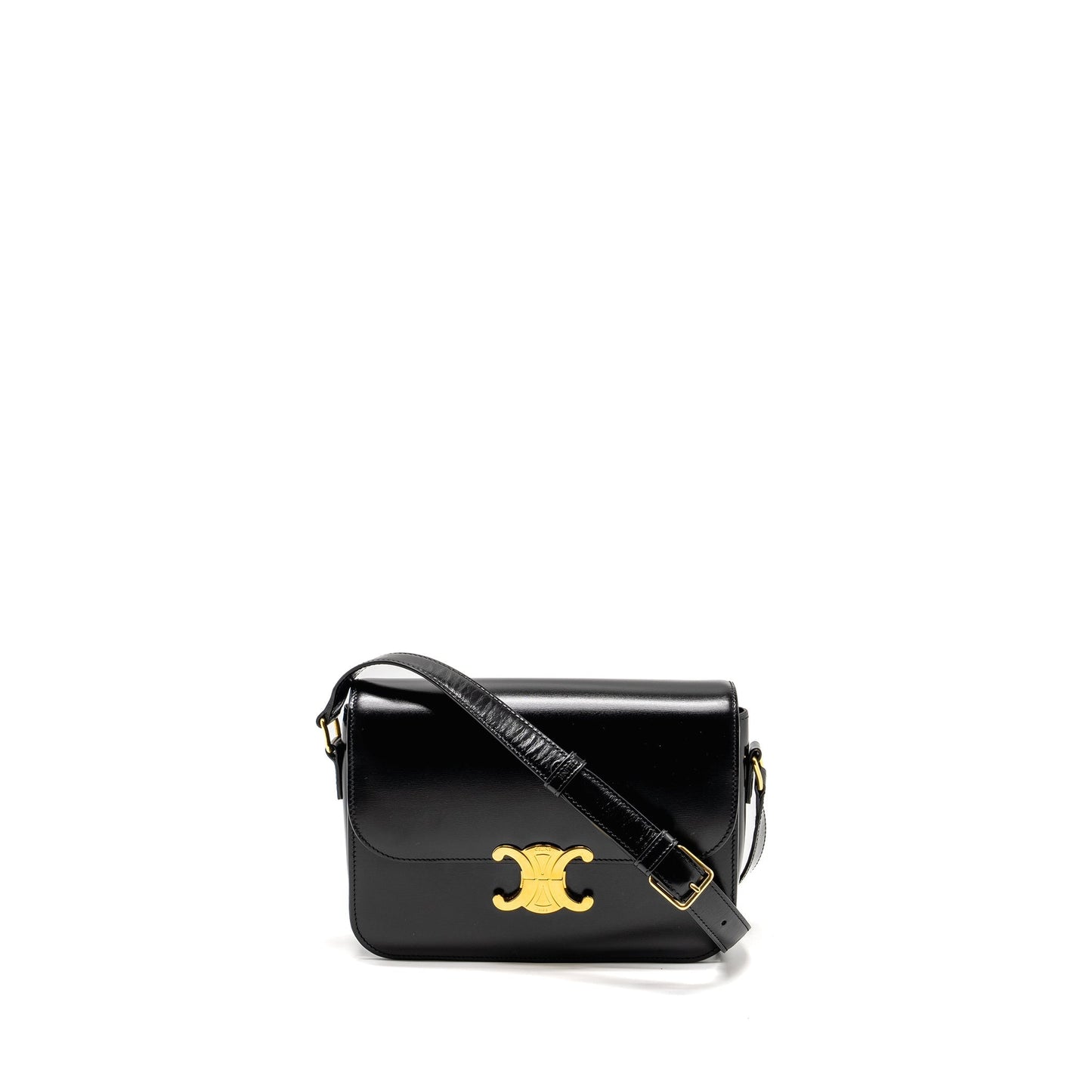 Celine Classic Triomphe Purse Shiny Calfskin Black