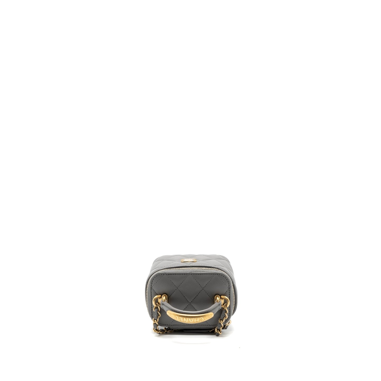 Chanel Top Handle Mini Vanity Case Lambskin Grey (Microchip)