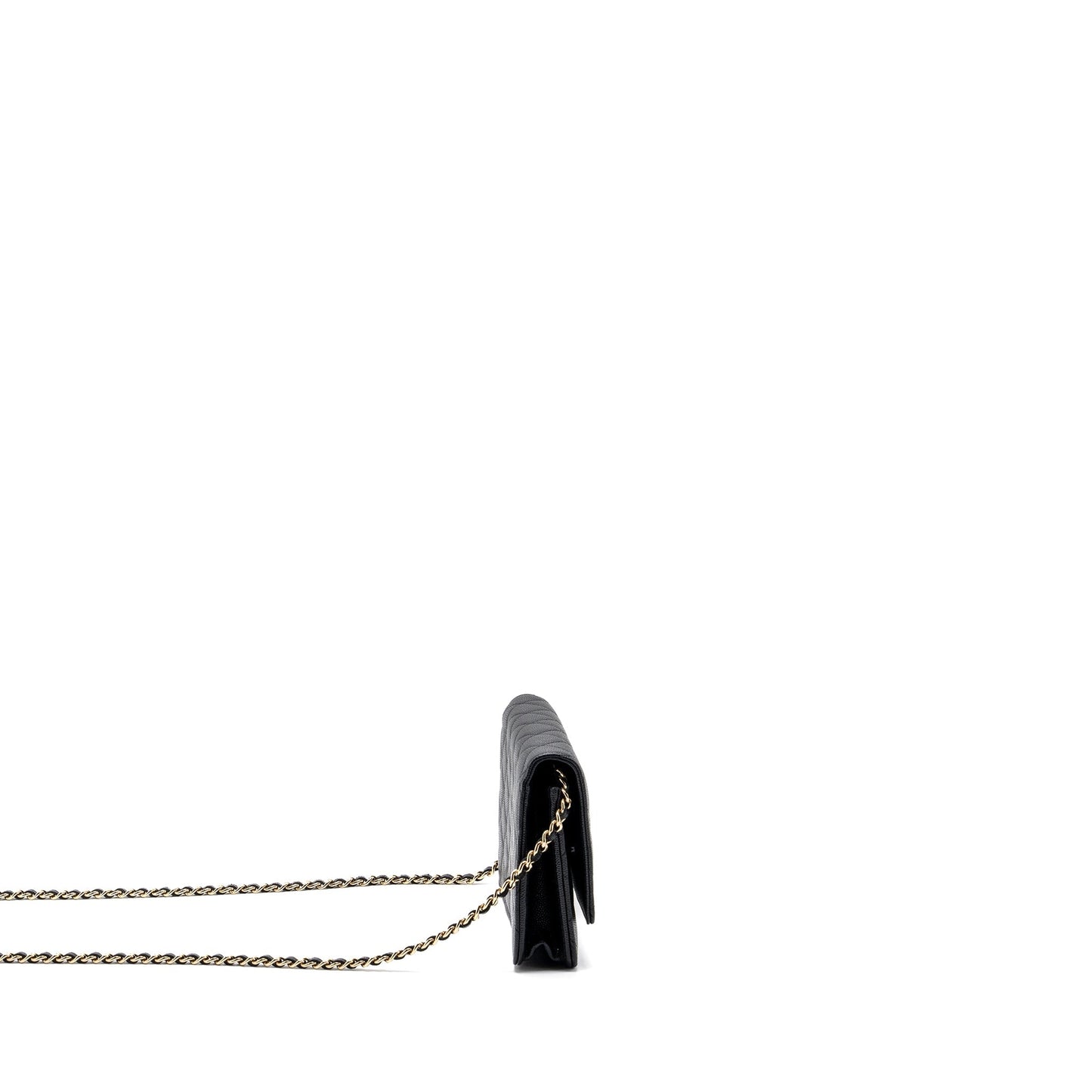 Chanel Detailed Logo Wallet On Chain Black Caviar L (microchip)