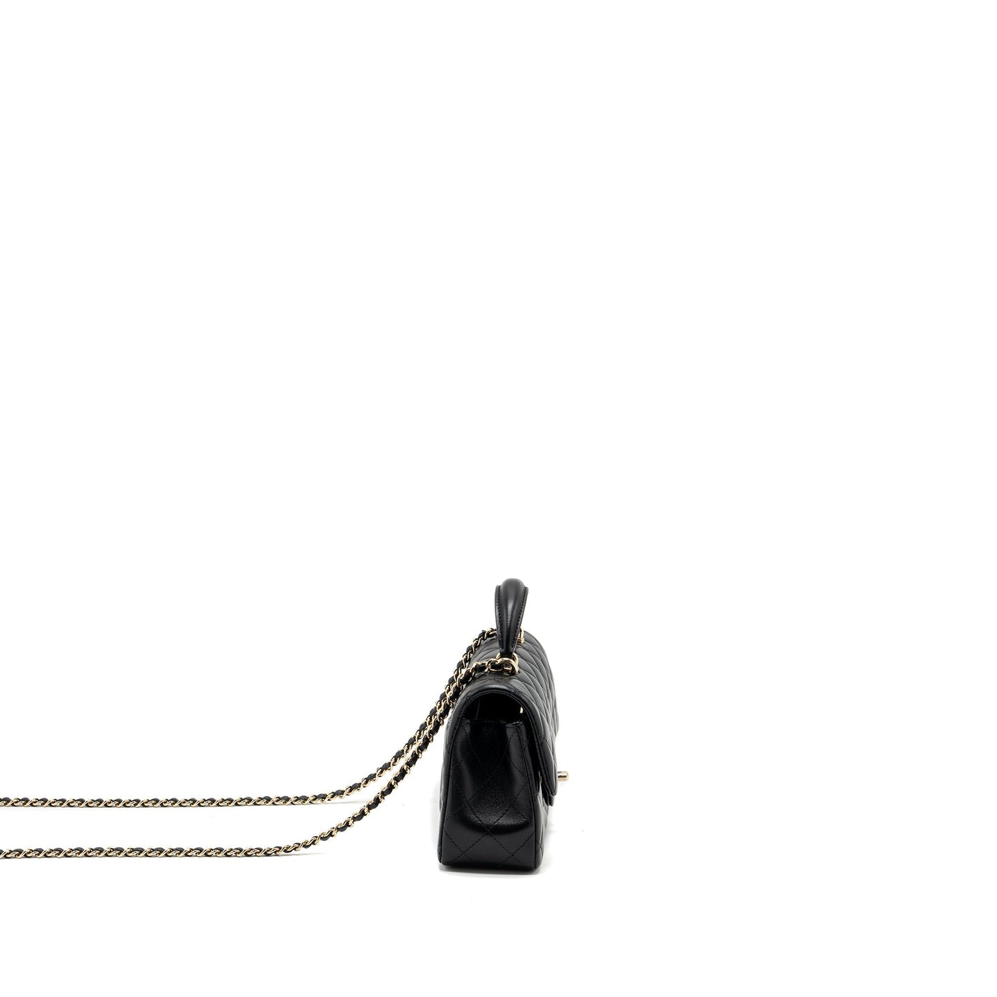 Chanel Top Handle Mini Rectangular Lambskin Black L(Microchip)