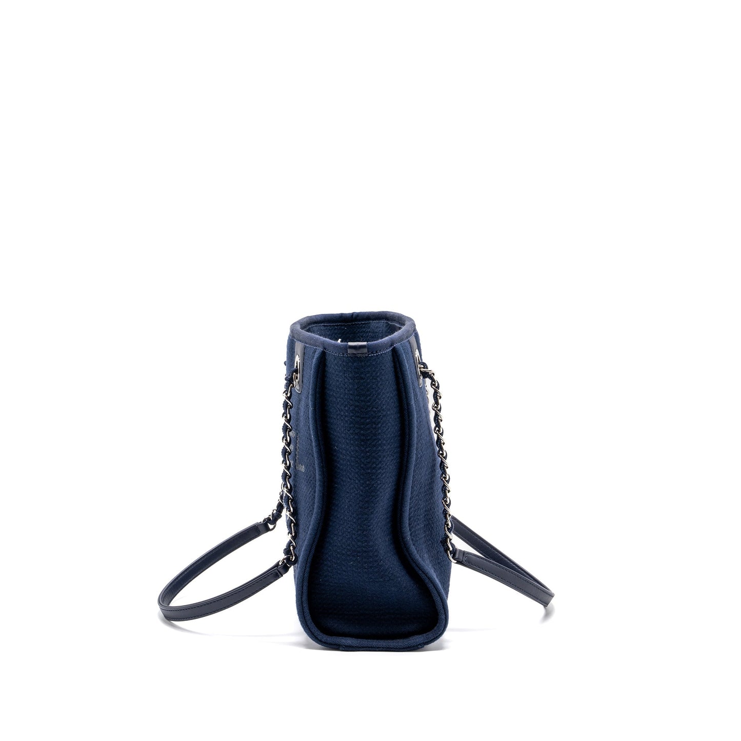 CHANEL SMALL DEAUVILLE TOTE BAG CANVAS NAVY  (Microchip)