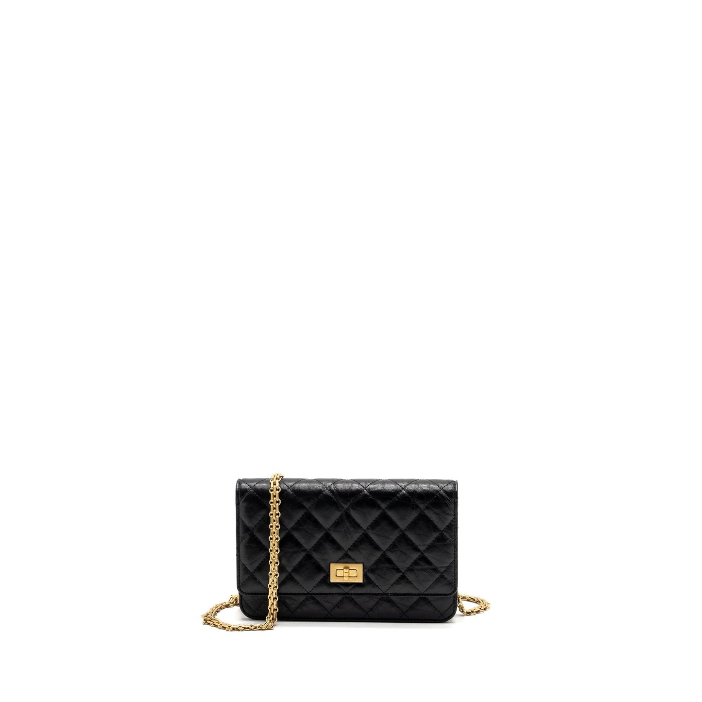 Chanel 2.55 Wallet on Chain Aged Calfskin Black Brushed  (Microchip)
