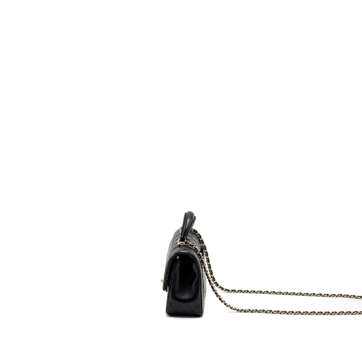 Chanel Top Handle Mini Rectangular Lambskin Black L(Microchip)