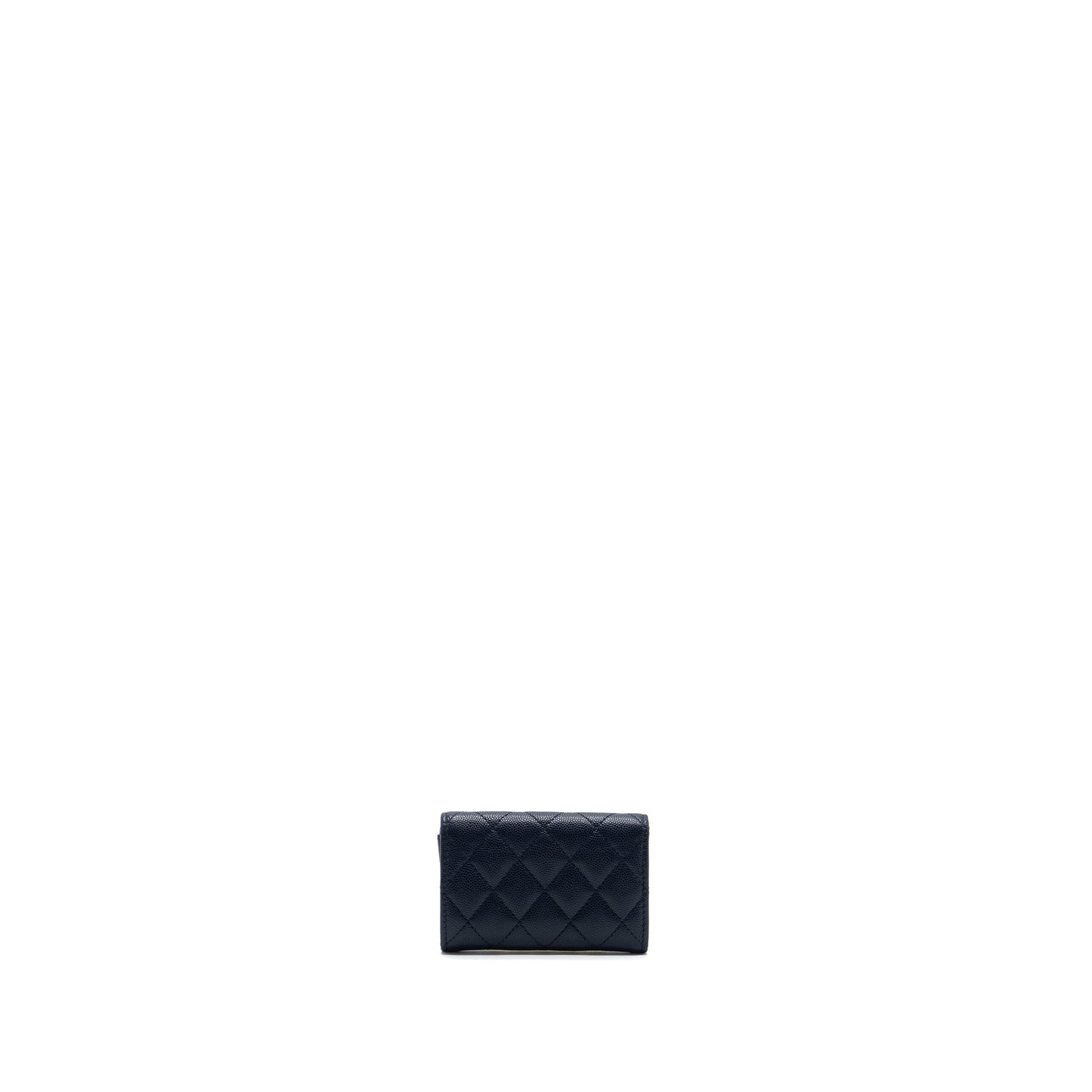 Chanel detailed giant logo Card holder caviar dark blue L