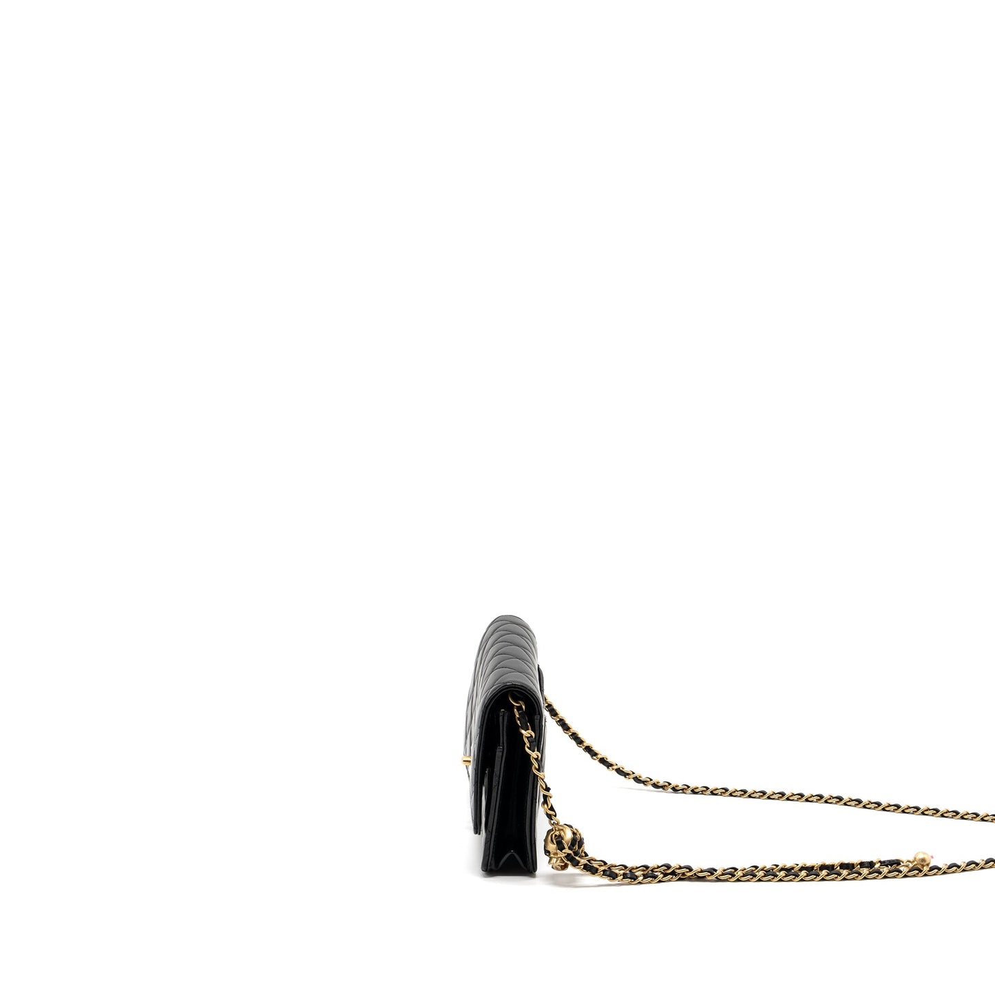 Chanel 22S Pearl Crush Wallet on Chain Lambskin Black Brushed  (Microchip)