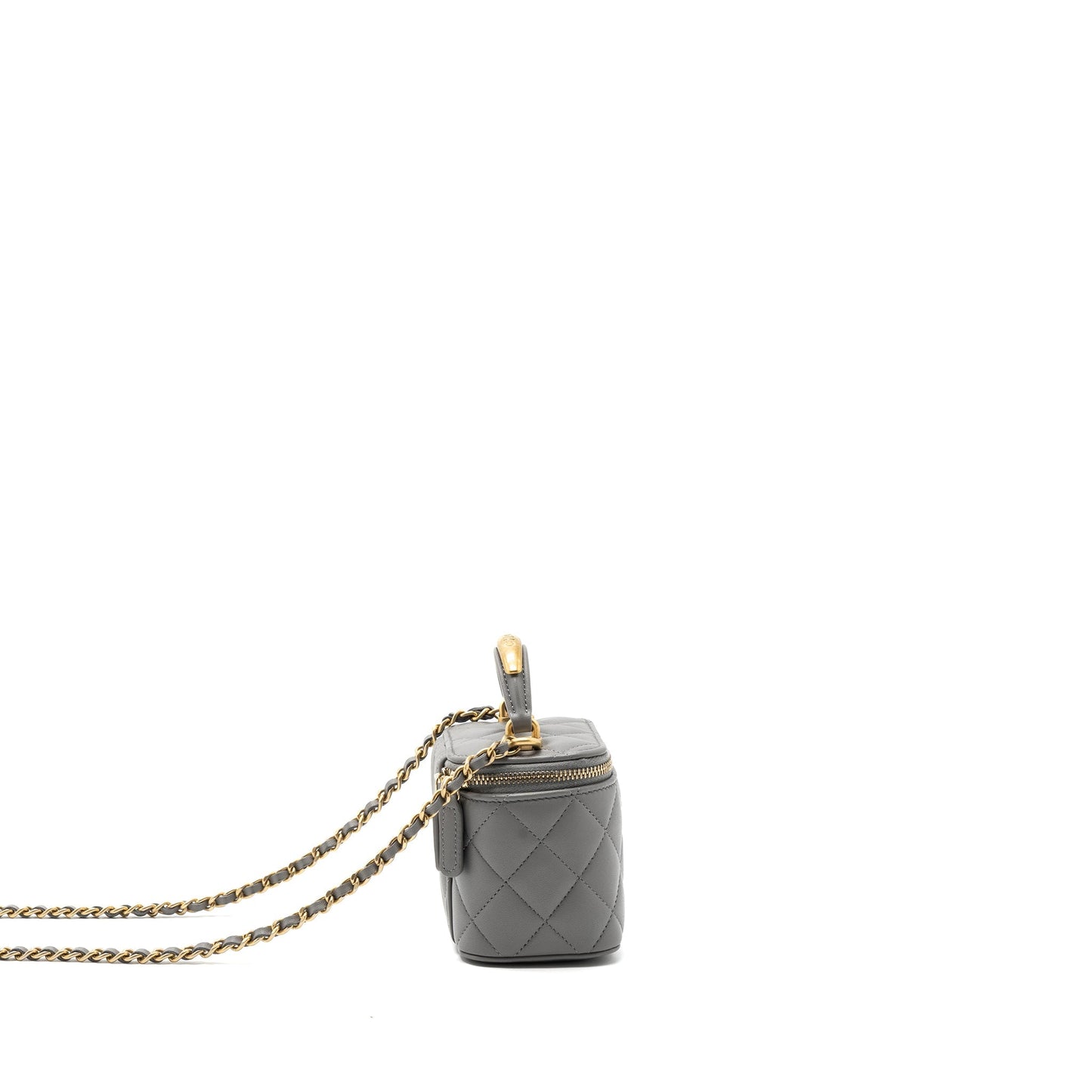 Chanel Top Handle Mini Vanity Case Lambskin Grey (Microchip)