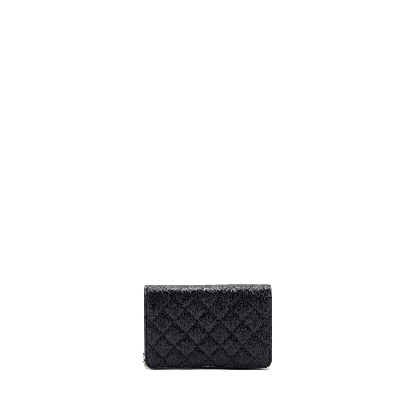 Chanel Detailed Logo Wallet On Chain Black Caviar L (microchip)