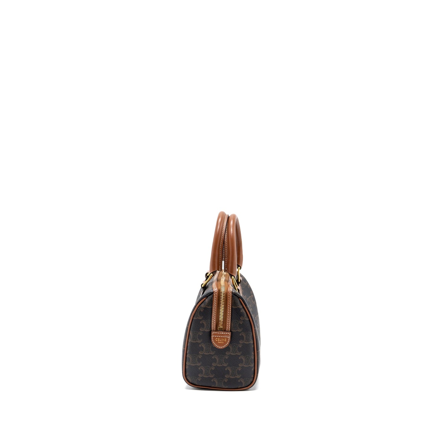 Celine Small Boston Purse Triomphe Canvas/ Leather Brown