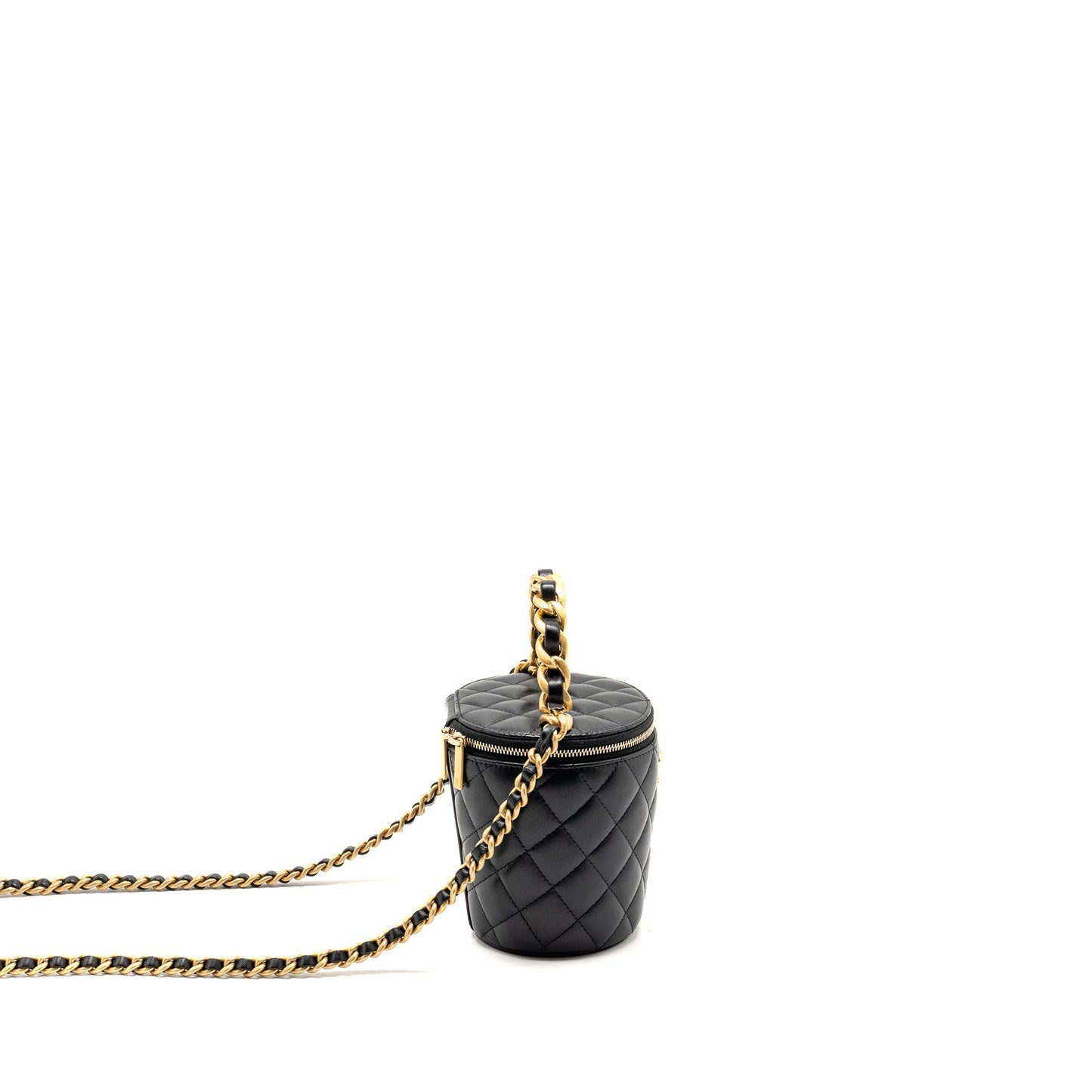 CHANEL Afternoon Tea Top Handle Vanity Case With Chain Lambskin Black  (Microchip)