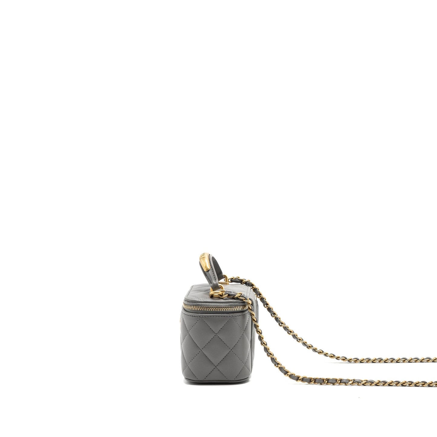 Chanel Top Handle Mini Vanity Case Lambskin Grey (Microchip)