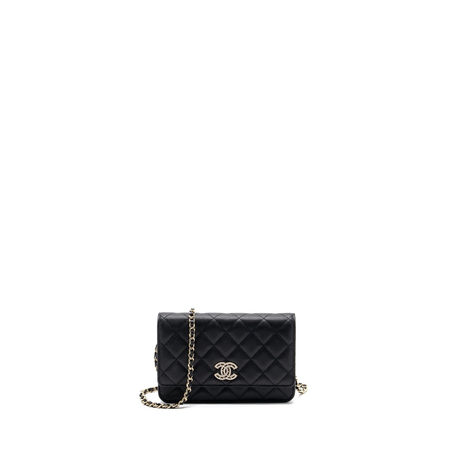 Chanel Detailed Logo Wallet On Chain Black Caviar L (microchip)