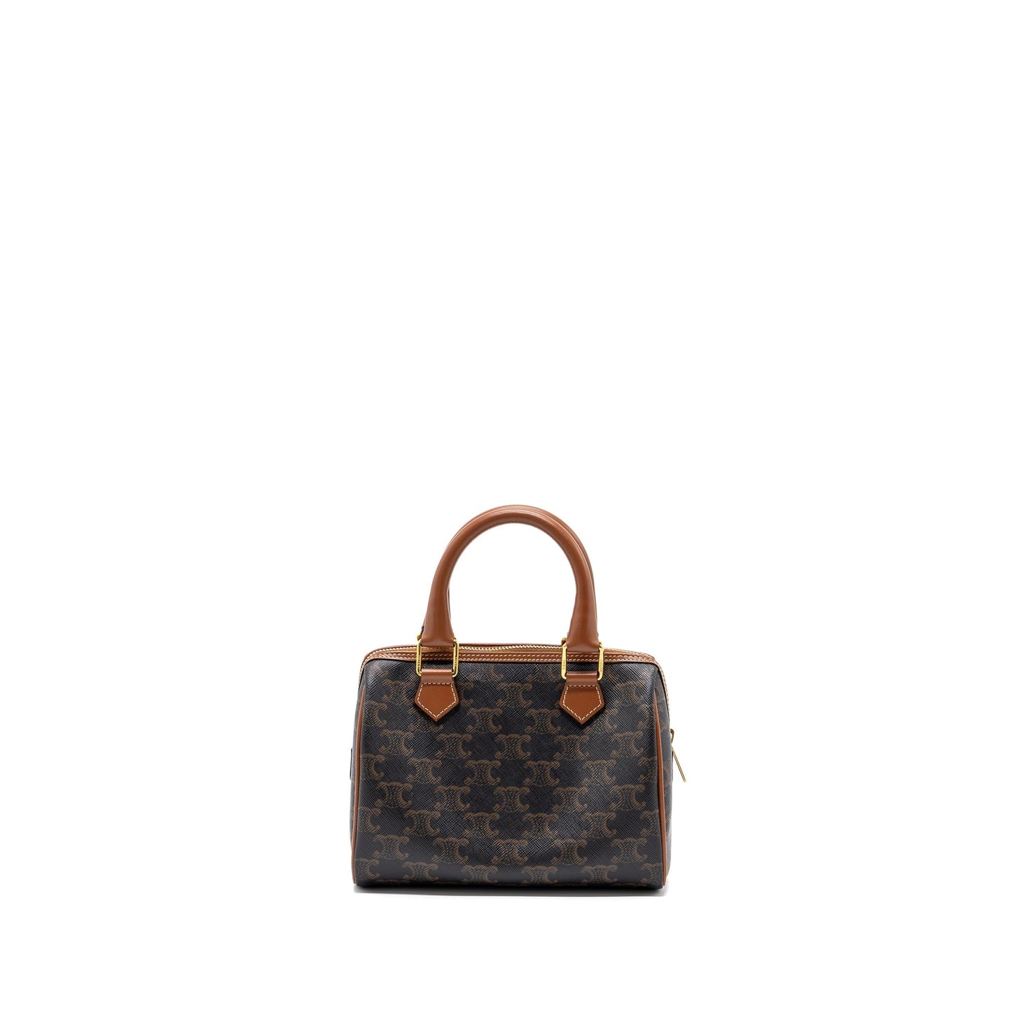 Celine Small Boston Purse Triomphe Canvas/ Leather Brown