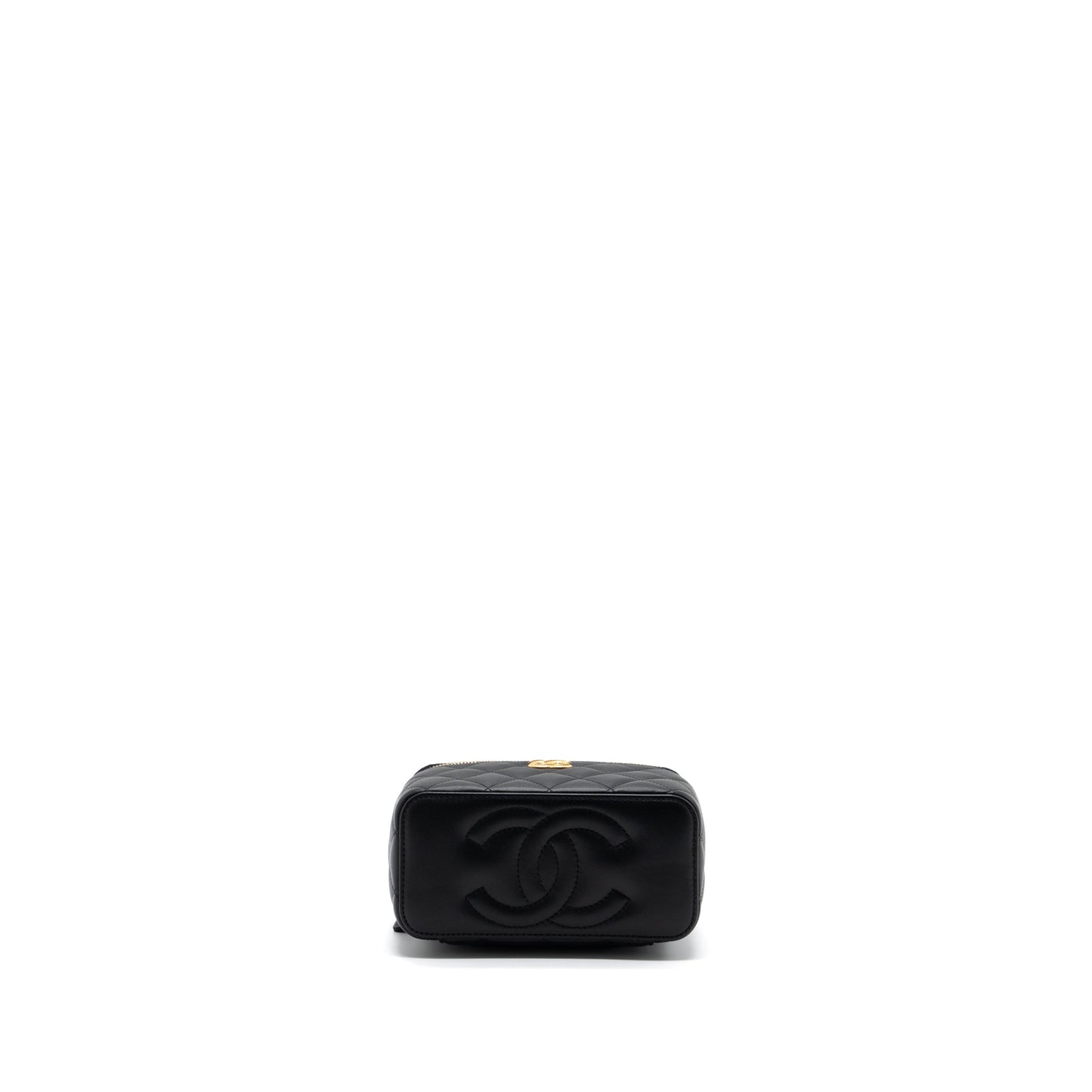 Chanel Detail Top Handle Long Vanity With Chains Lambskin Black (Microchip)