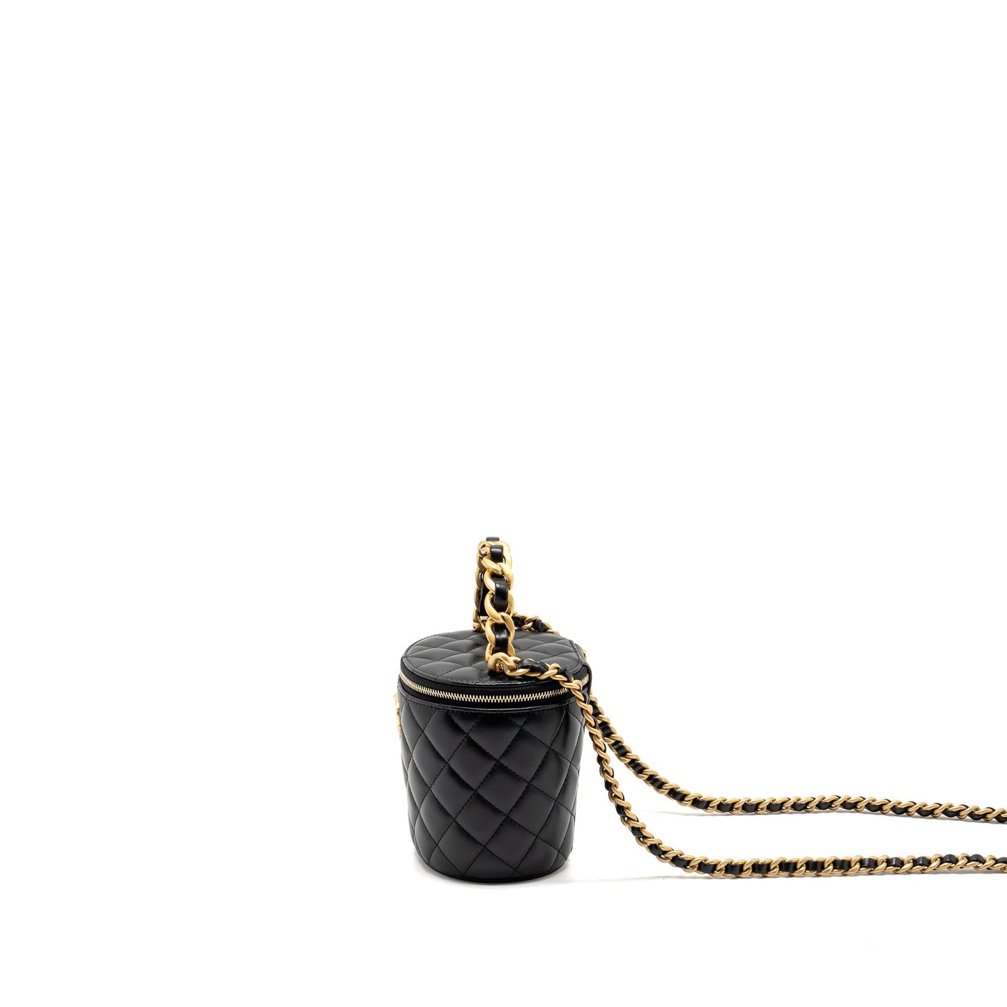 CHANEL Afternoon Tea Top Handle Vanity Case With Chain Lambskin Black  (Microchip)