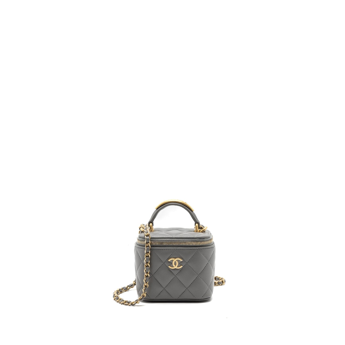 Chanel Top Handle Mini Vanity Case Lambskin Grey (Microchip)