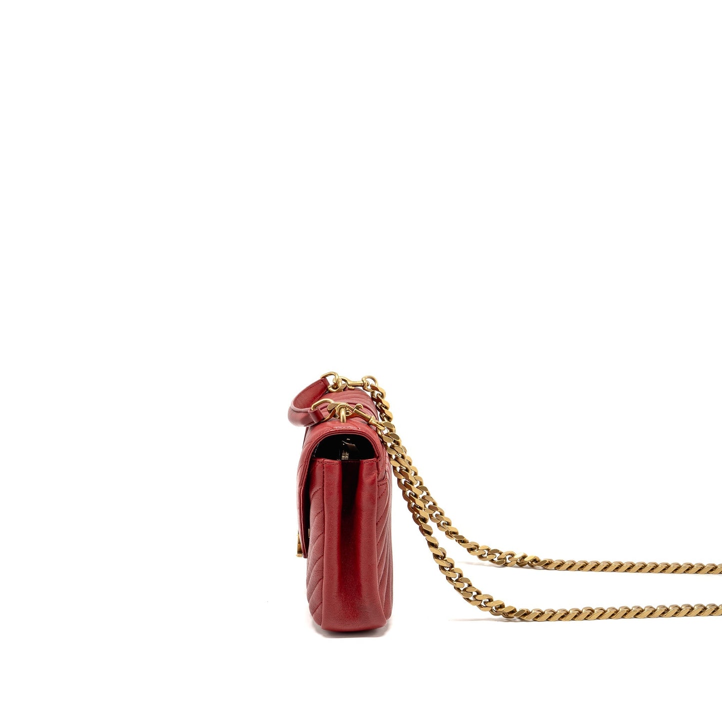 Saint Laurent/ Medium Envelope Purse Leather Red