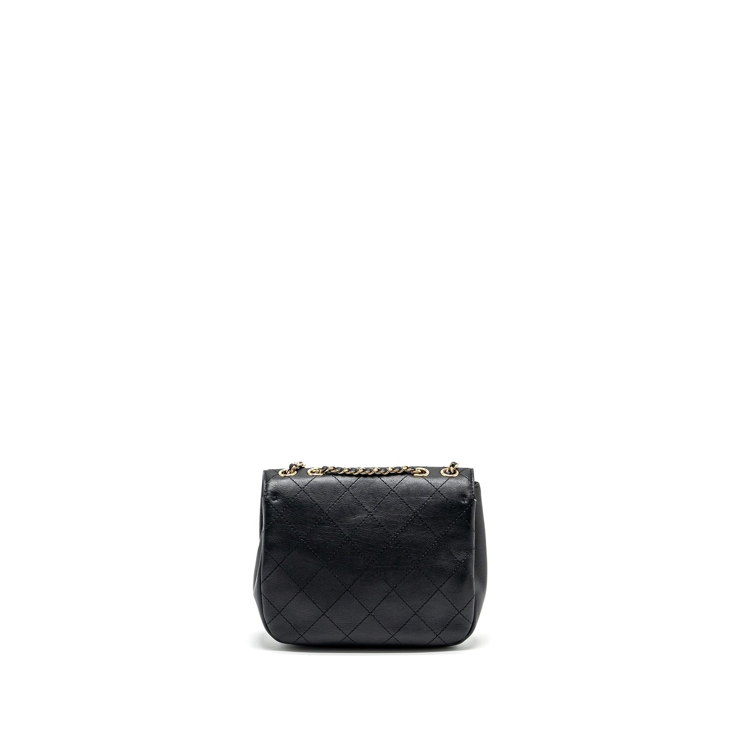 Chanel half moon quilted flap bag Grained Calfskin black