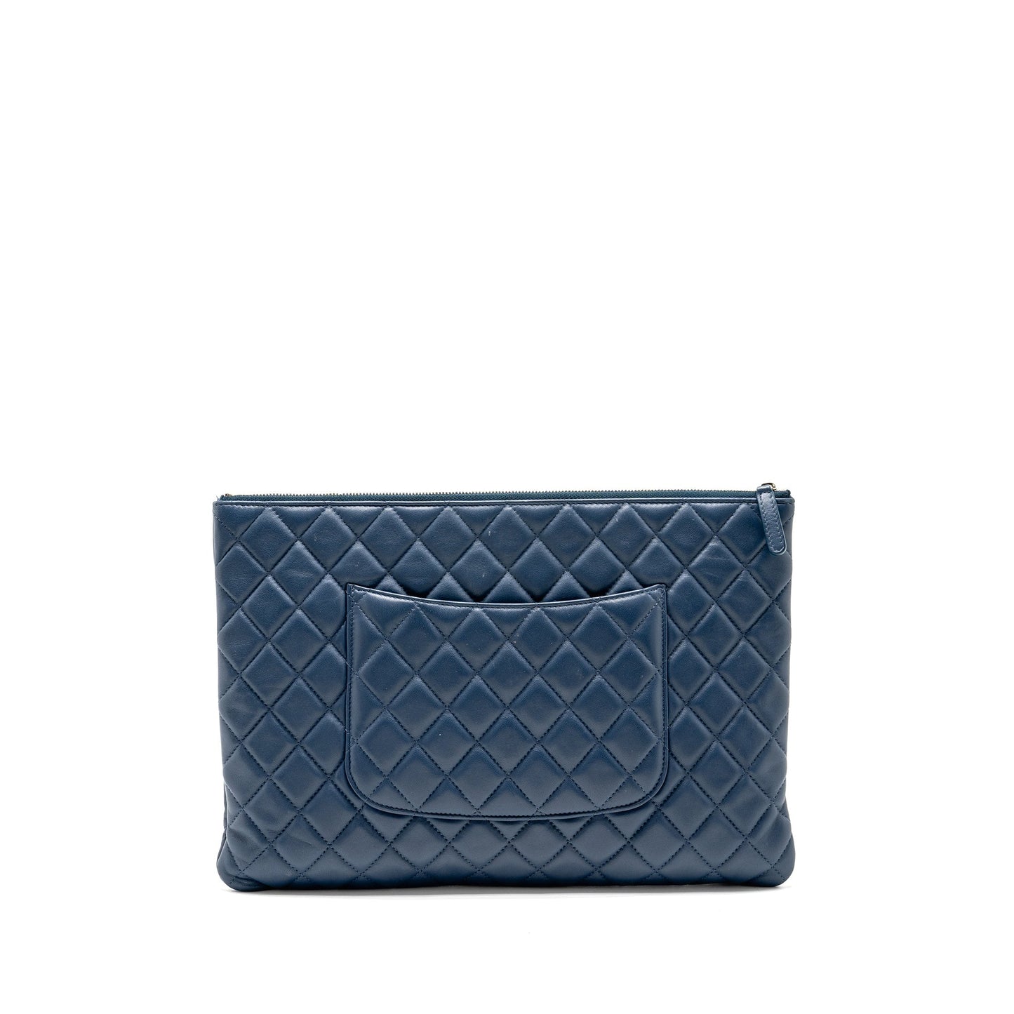 Chanel Classic Quilted Large Clutch Bag Lambskin Navy