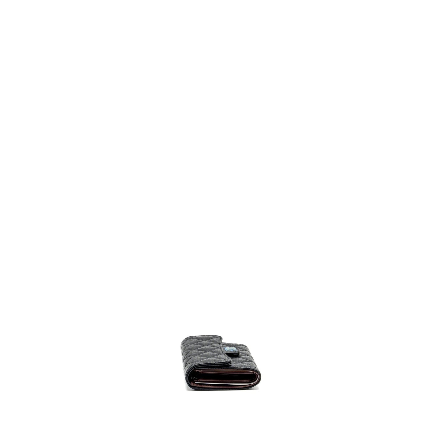 Chanel quilted medium flap compact wallet caviar black  (microchip)