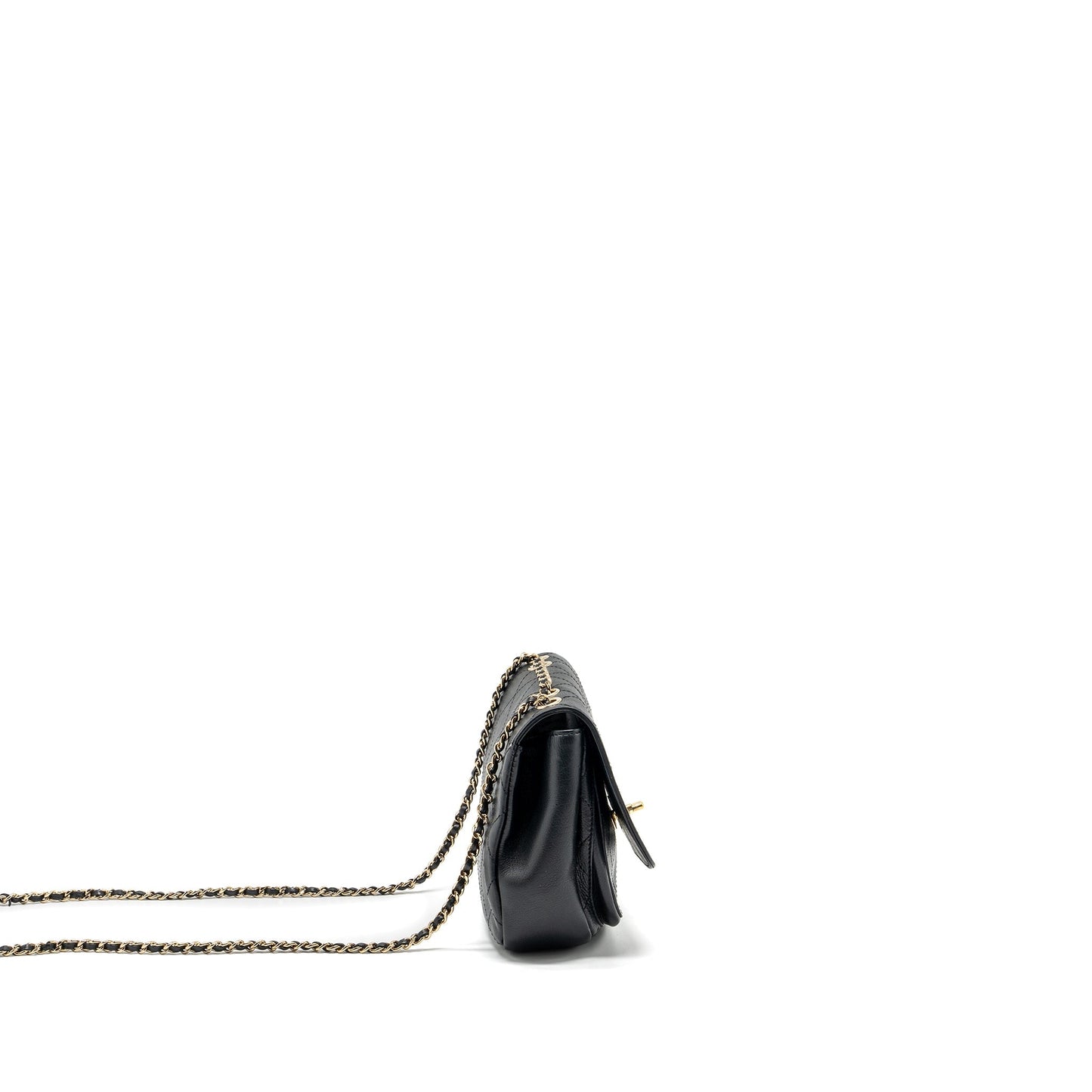 Chanel half moon quilted flap bag Grained Calfskin black