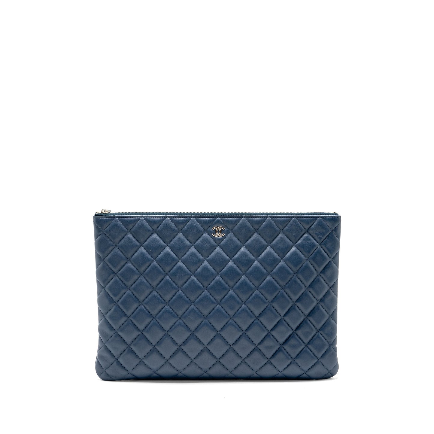 Chanel Classic Quilted Large Clutch Bag Lambskin Navy