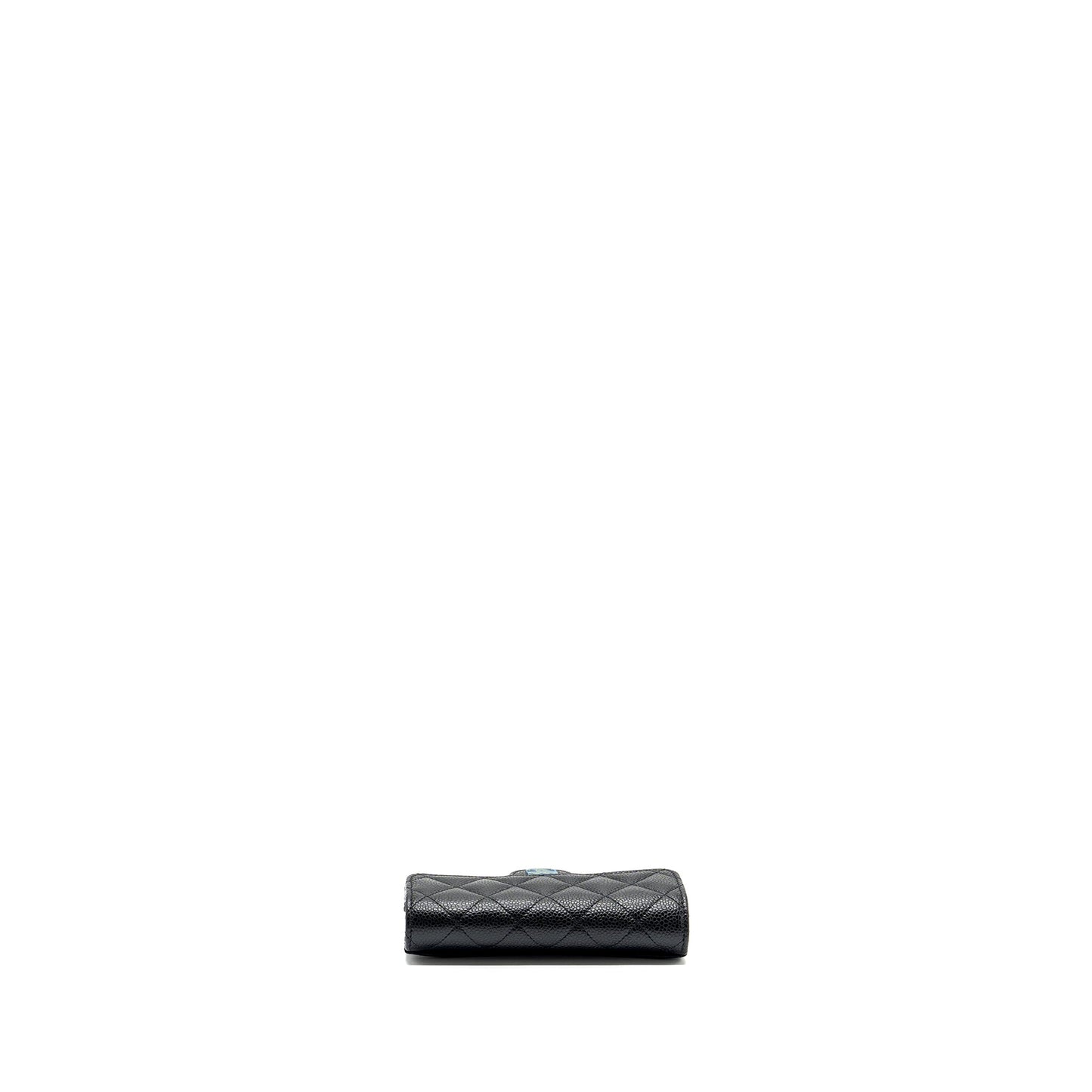 Chanel quilted medium flap compact wallet caviar black  (microchip)