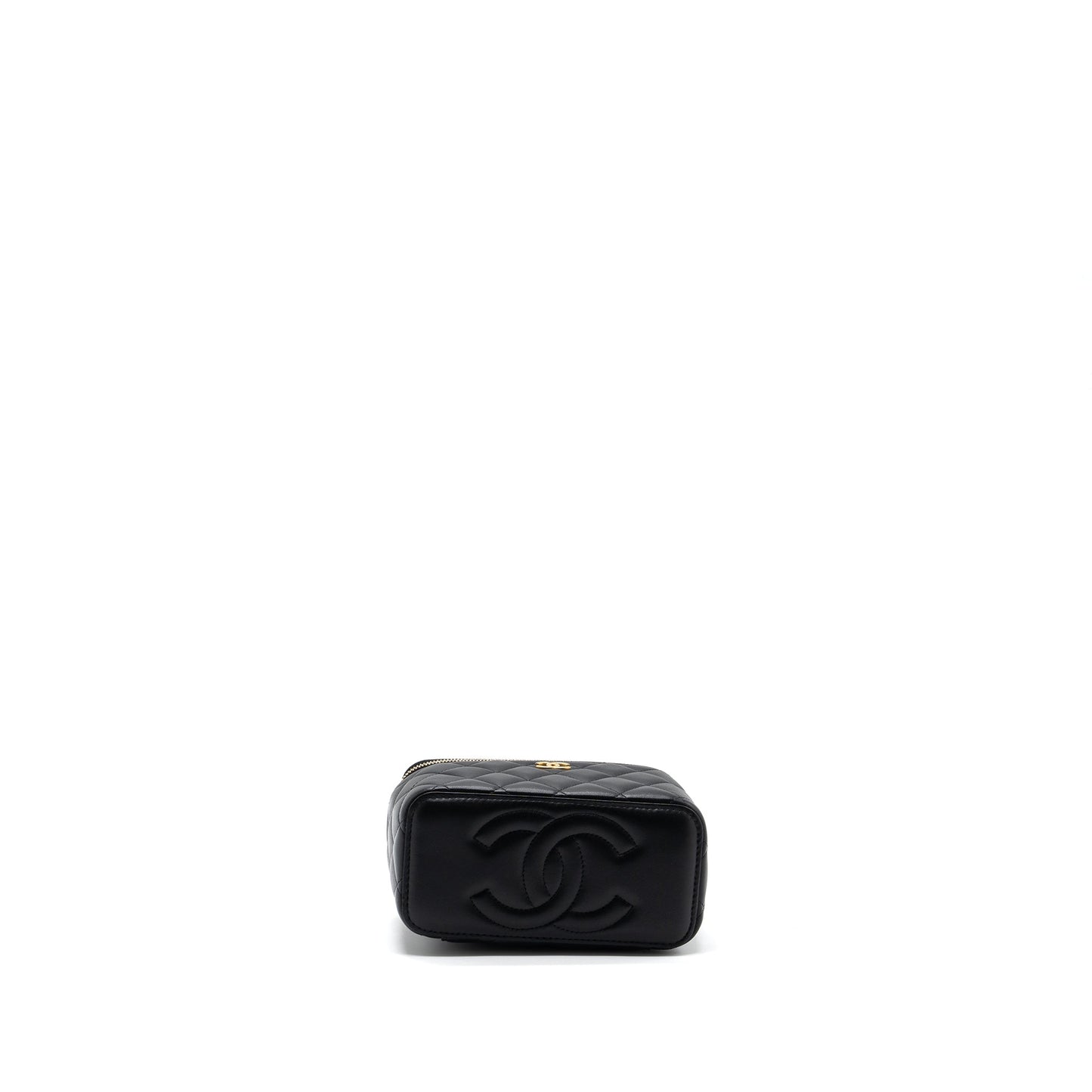 Chanel Top Handle Long Vanity With Chain Lambskin Black (Microchip)
