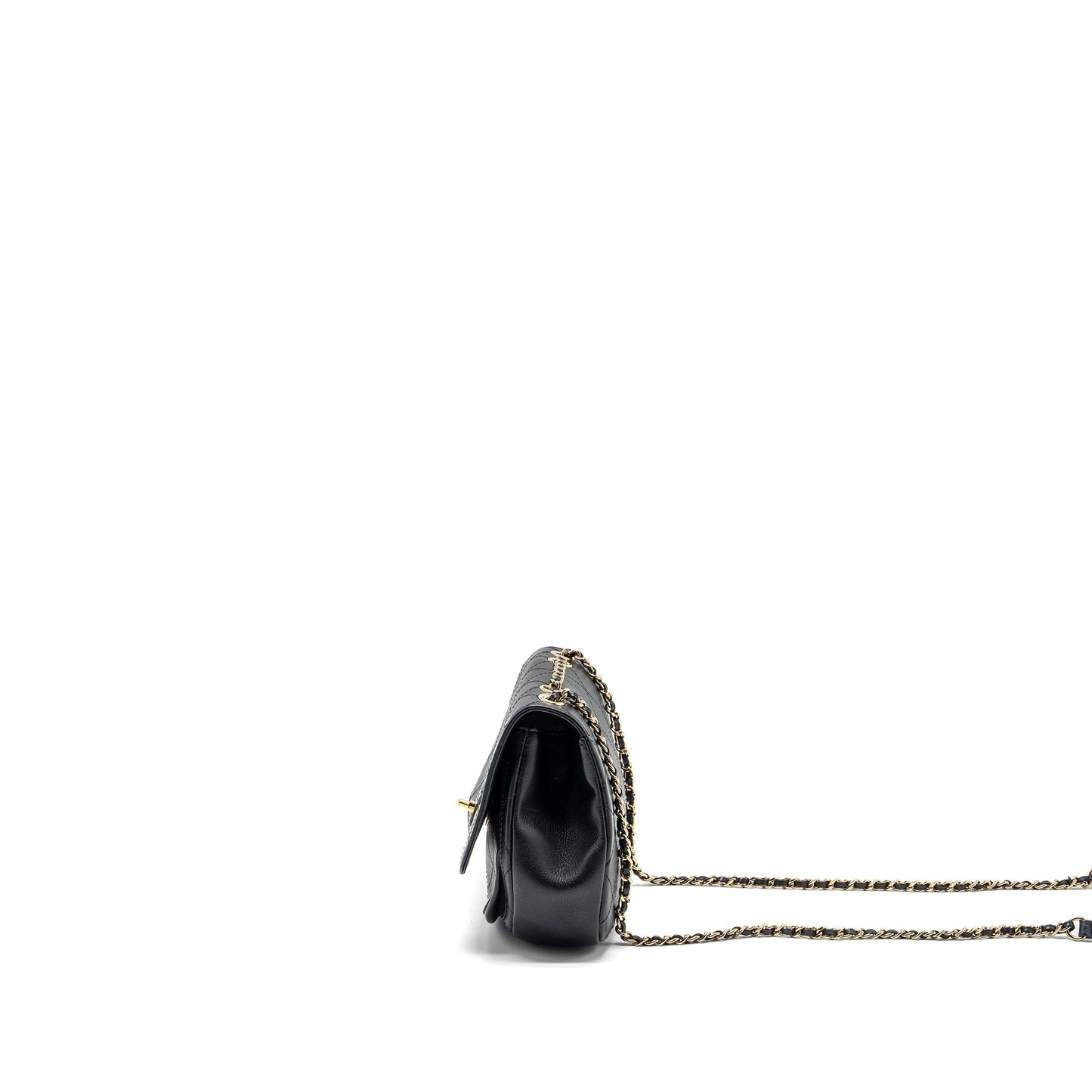 Chanel half moon quilted flap bag Grained Calfskin black