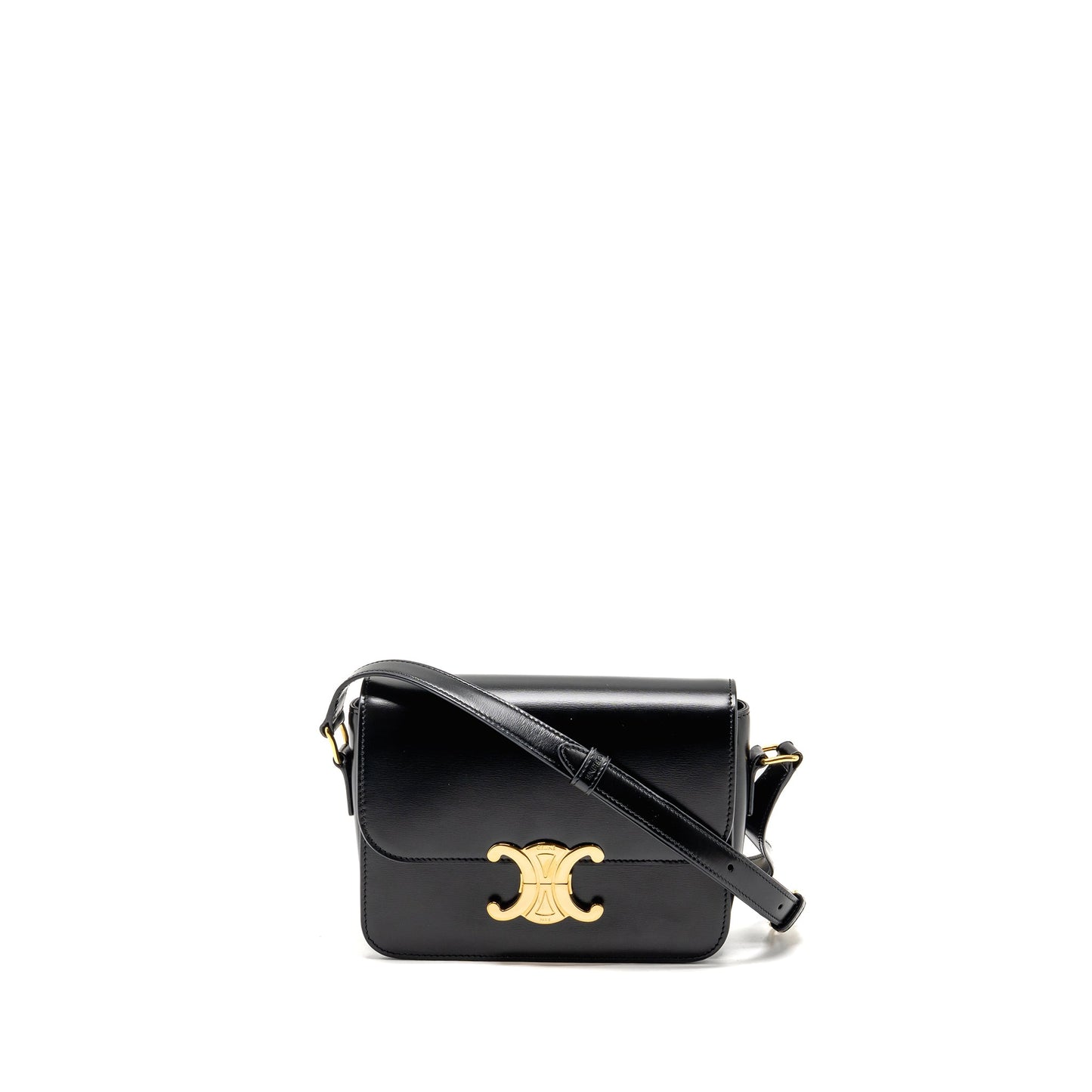 Celine Teen Triomphe Purse Shiny Calfskin Black