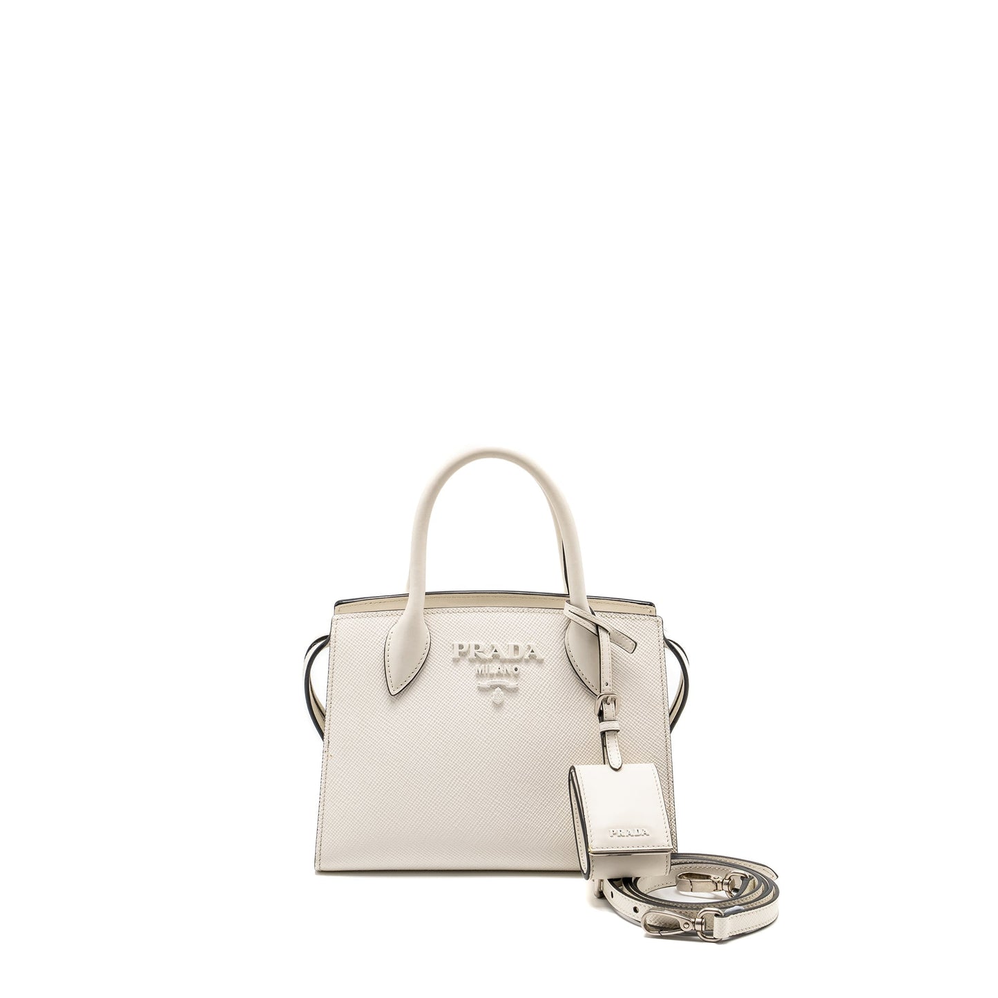 Prada Saffiano Monochrome Purse White
