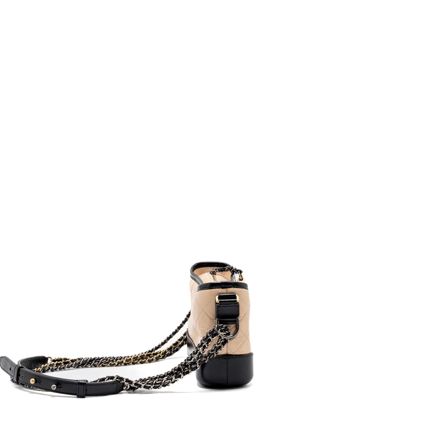 Chanel small Gabrielle hobo bag calfskin beige / black  multicolor hardware